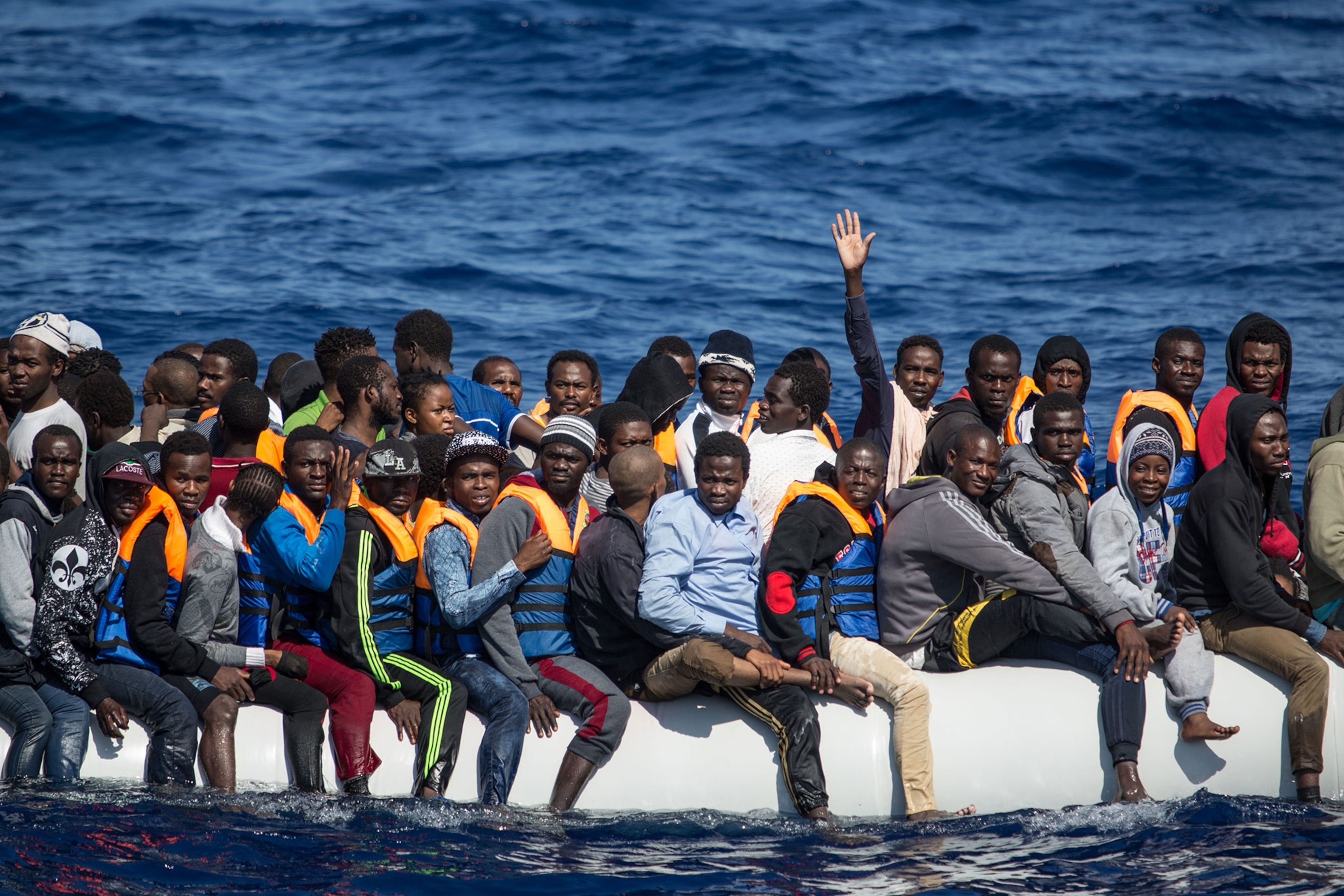 refugees on the Mediterranean Sea
