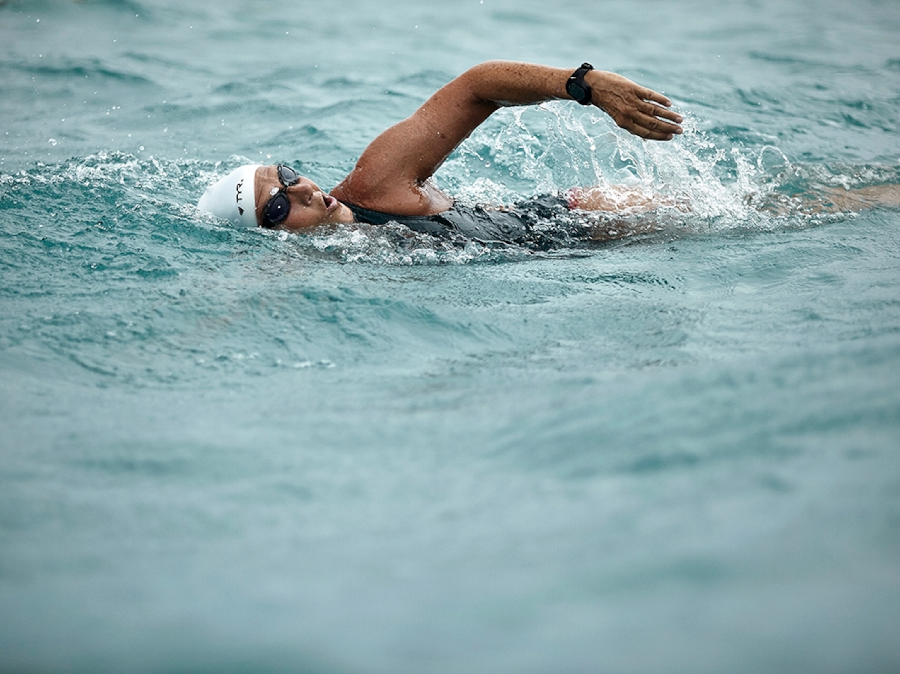 Diana Nyad training for a swim from Key West, Florida to Cuba