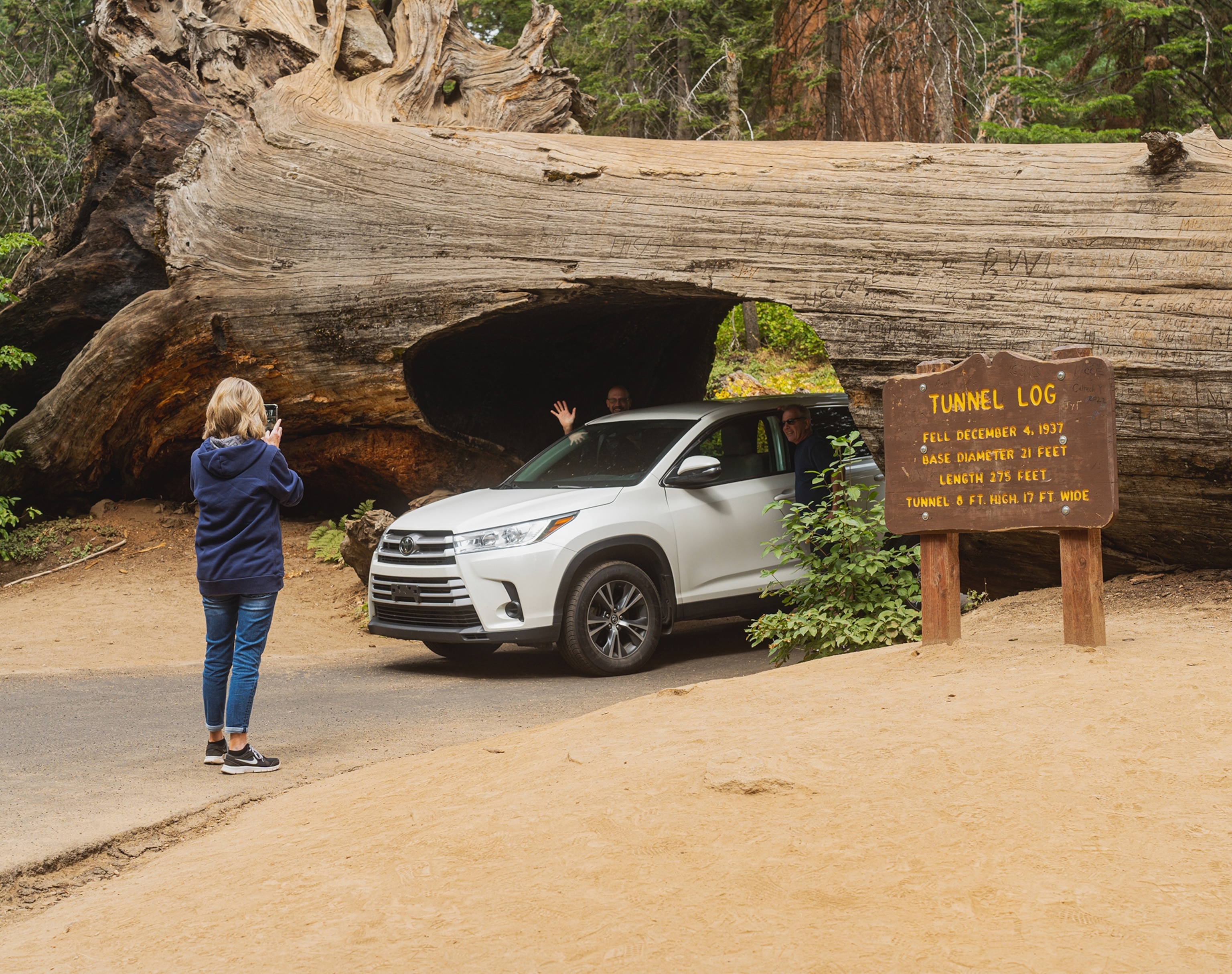 car driving through tunnel log