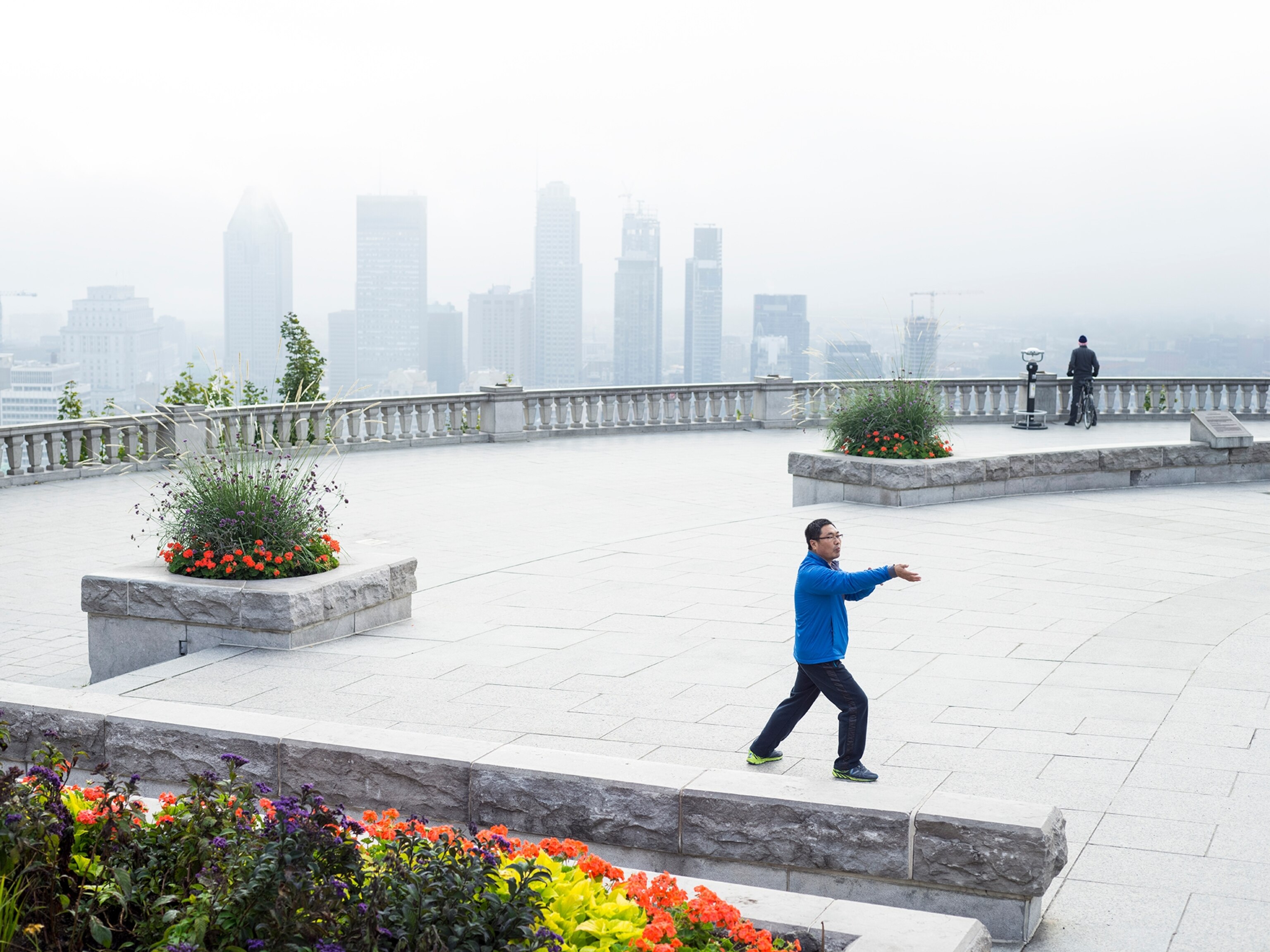 of the Kondiaronk Belvedere and the Chalet du Mont Royal in Montreal, Canada
