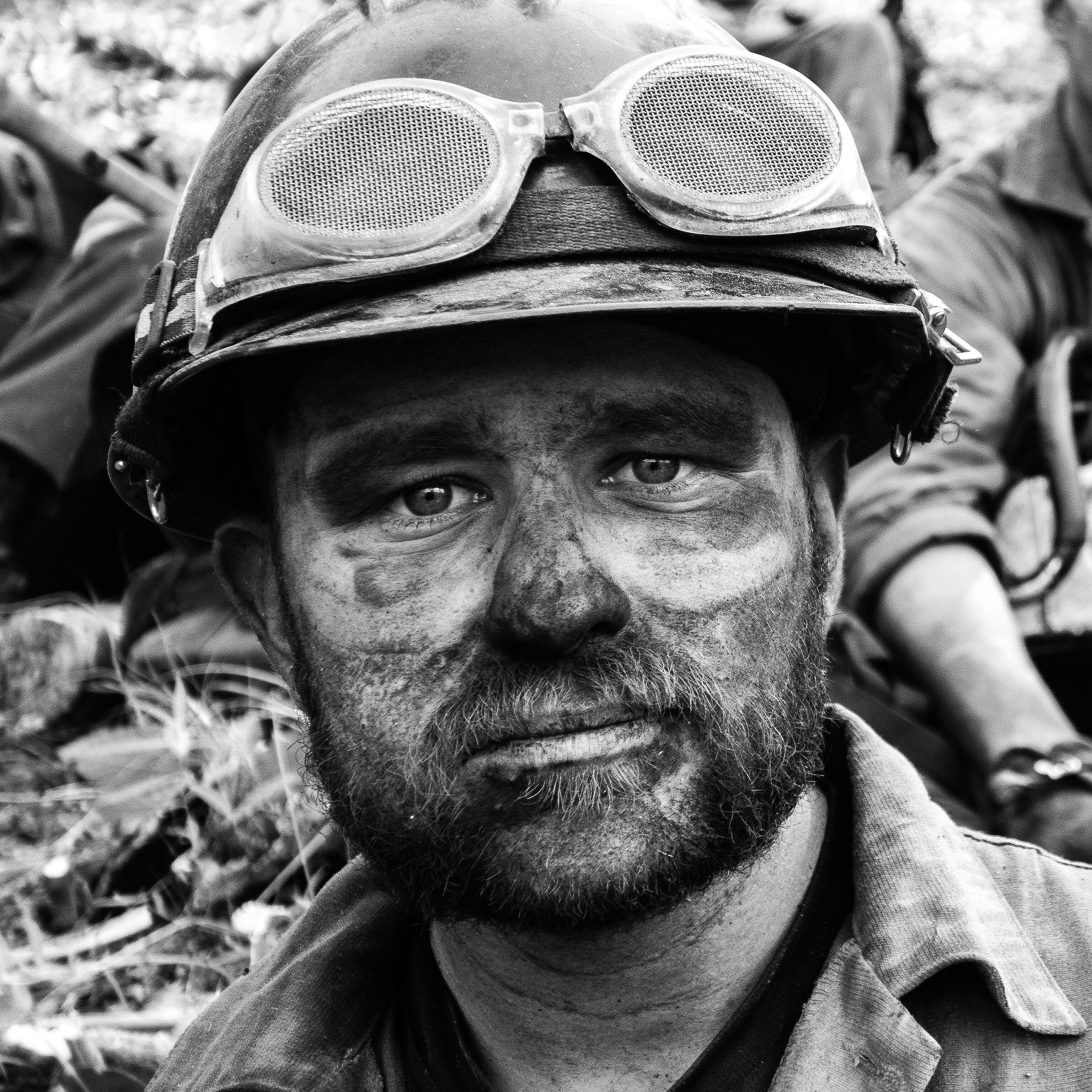 Close-up portrait of a Hotshot firefighter in Oregon.
