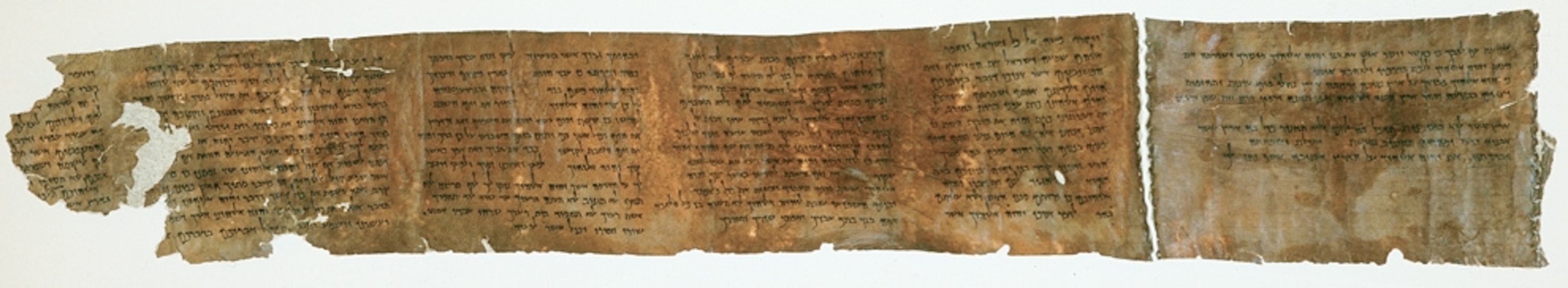 Picture of fragments of the Dead Sea Scrolls, to be digitized and posted online by the Israel Antiquities Authority and Google