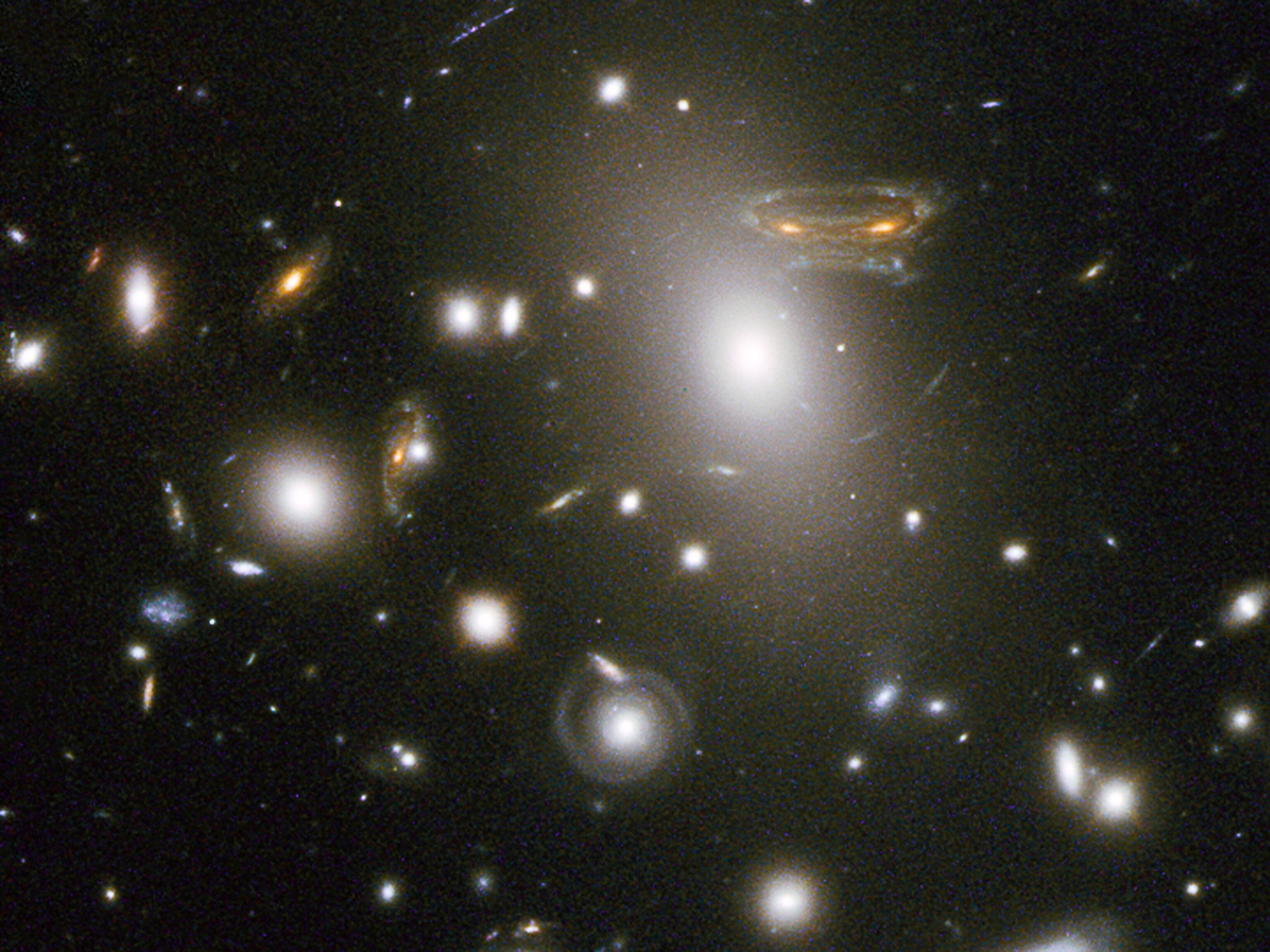 Space Pics - A galaxy cluster is captured in infrared light.
