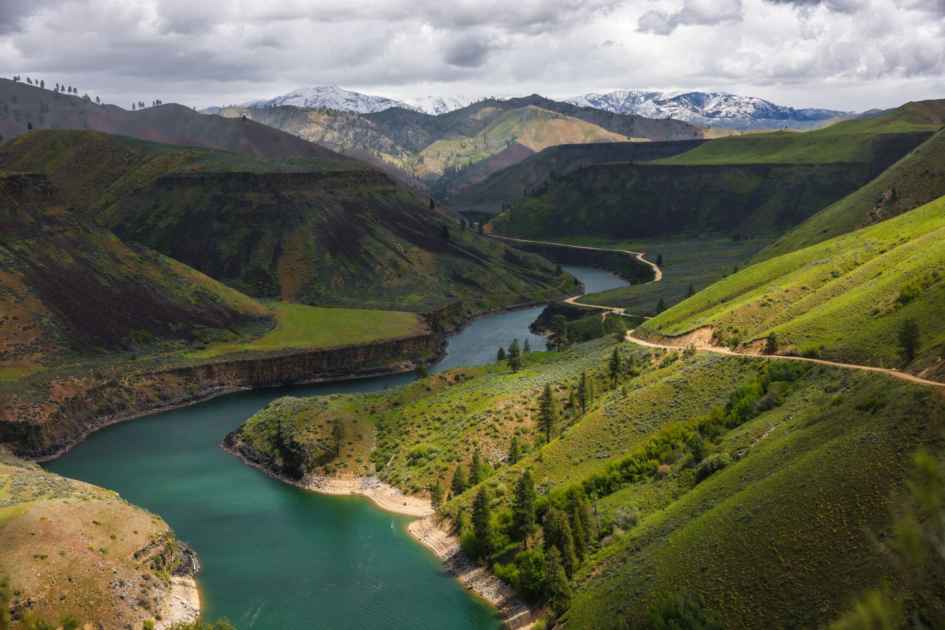 South Fork Boise River Idaho with Mountain Range