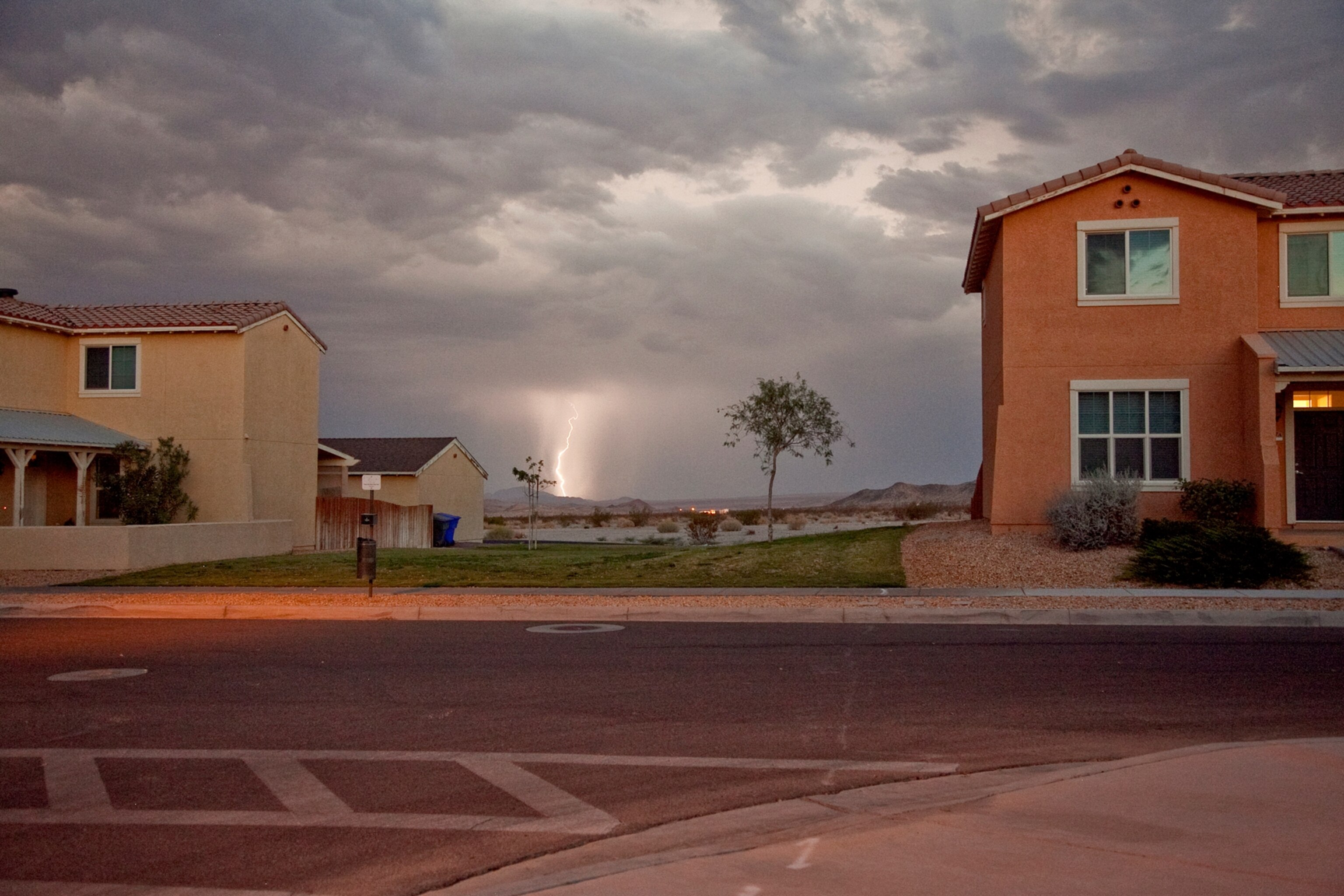 Lighting strikes in the training area in Fort Irwin, California.