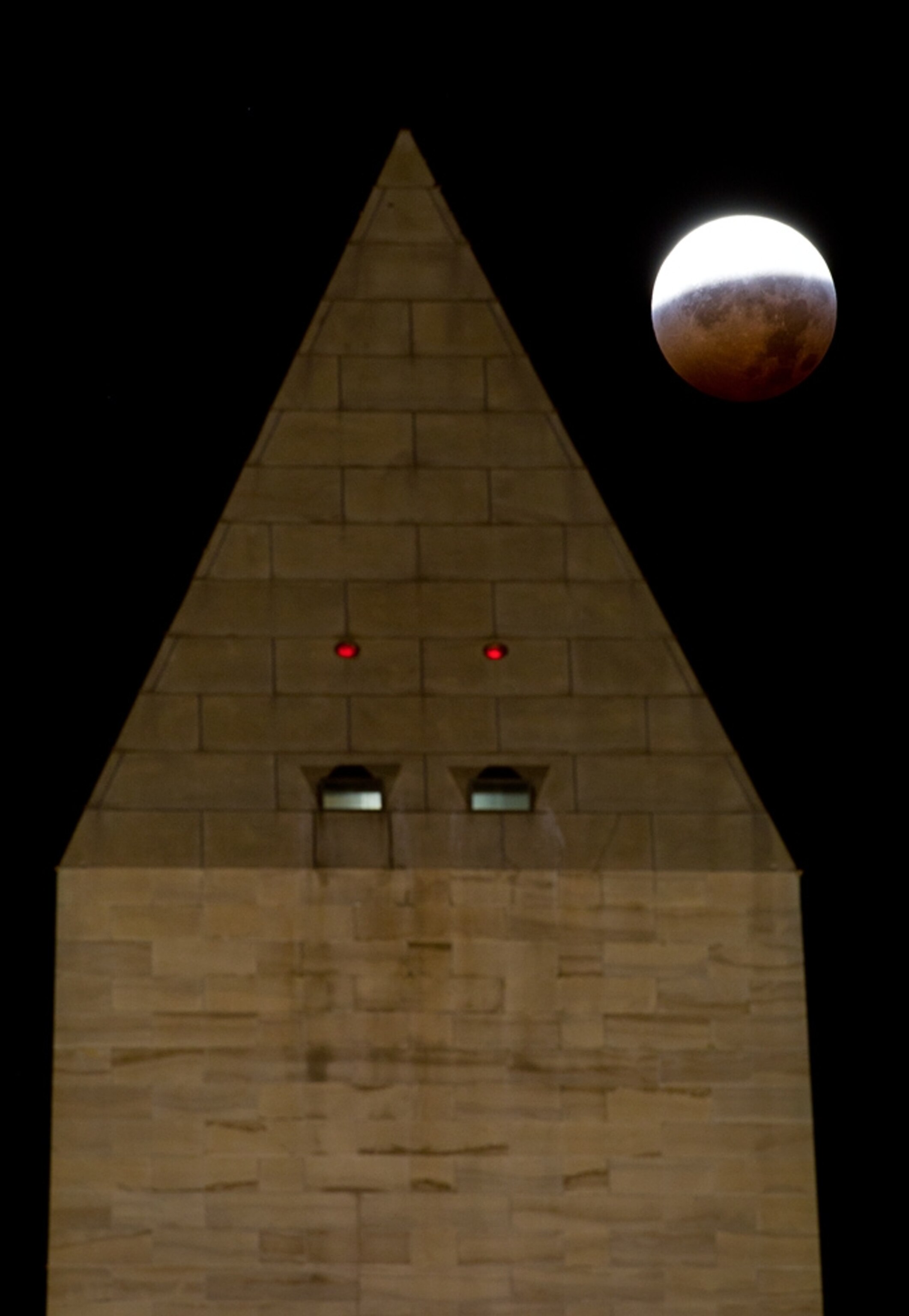 Lunar eclipse in the hours just after December 20th, 2010, over Washington, D.C. (NASA picture)
