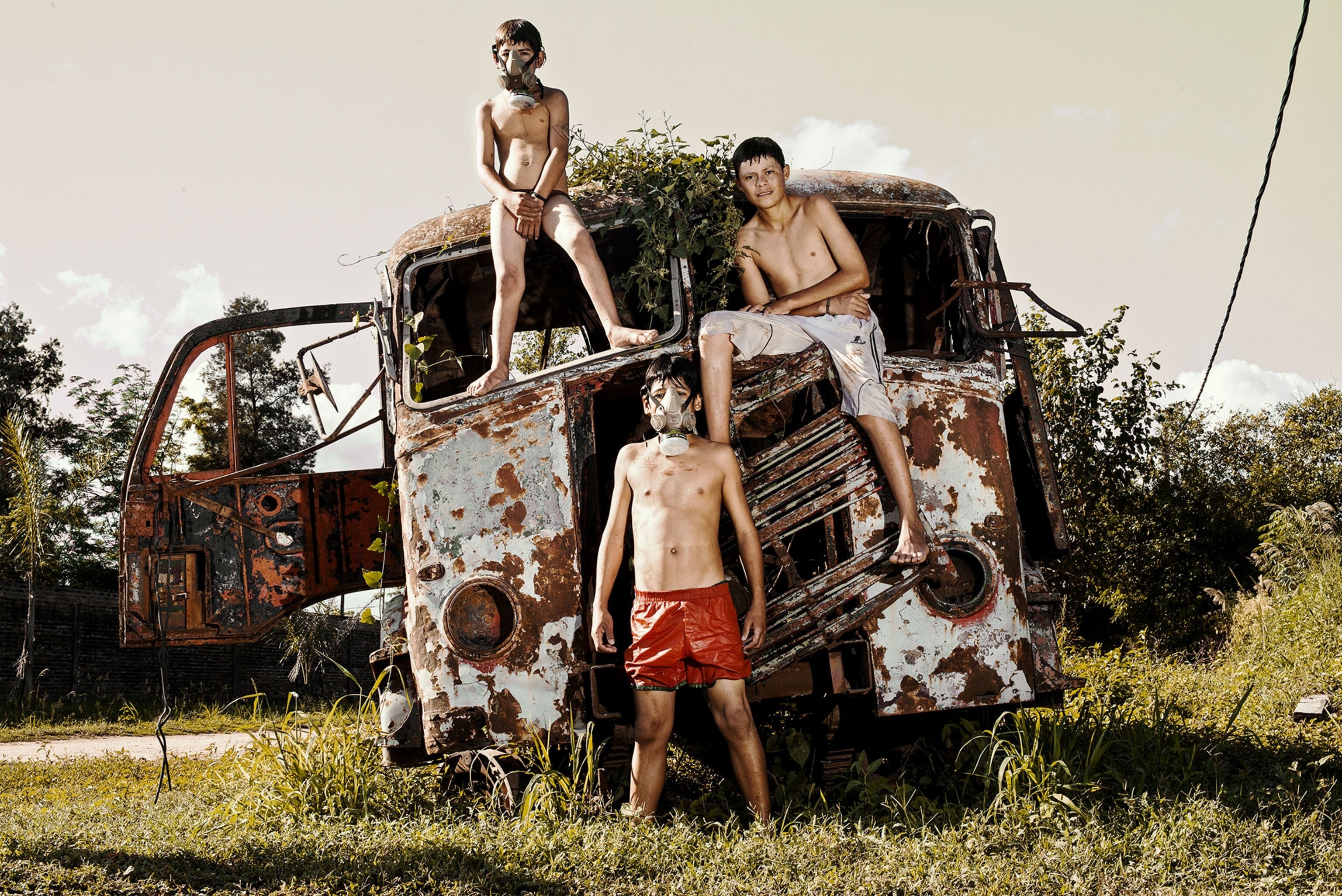 boys with respirators in Avia Terai, Argentina.