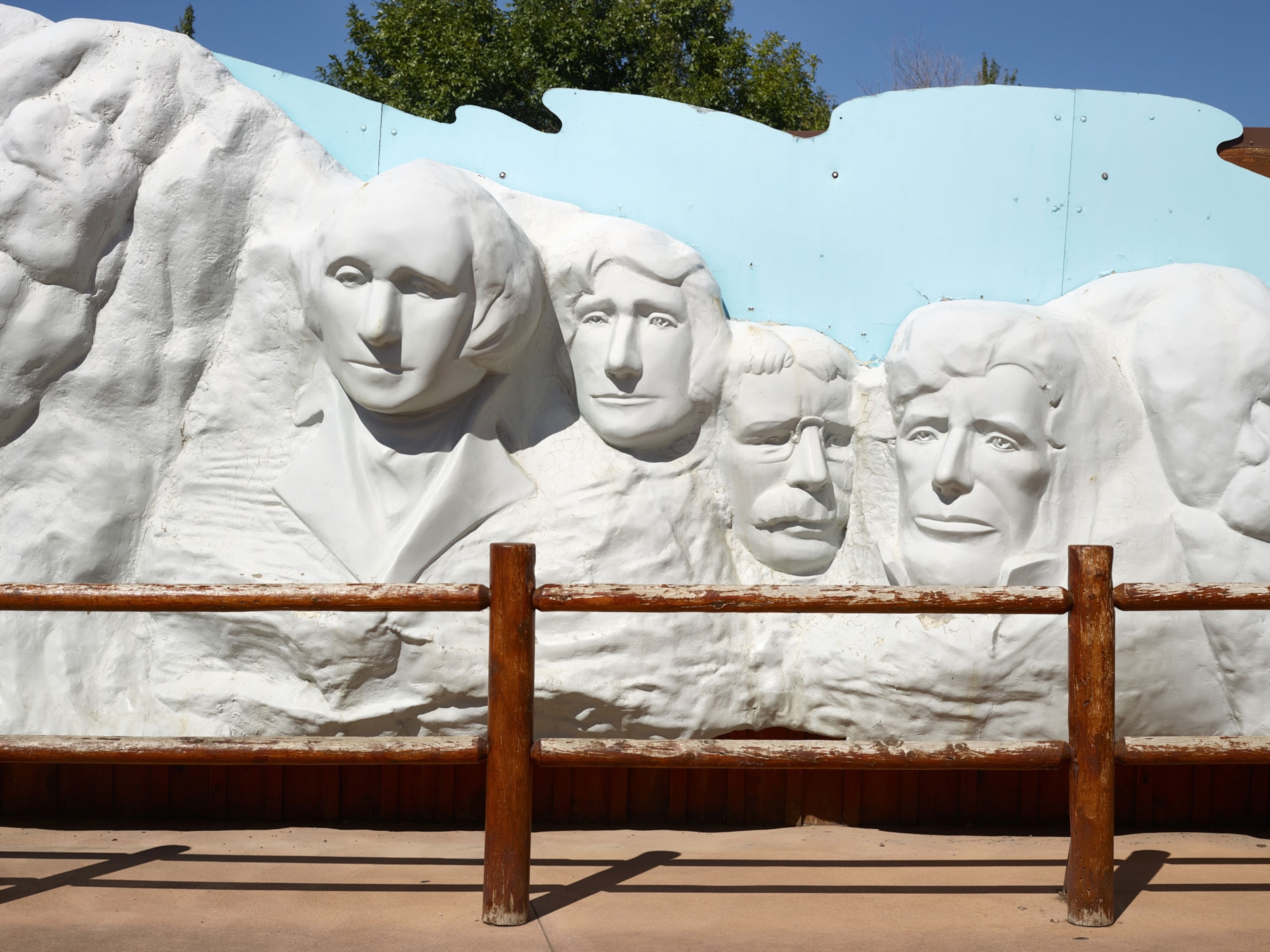 a faux Mount Rushmore