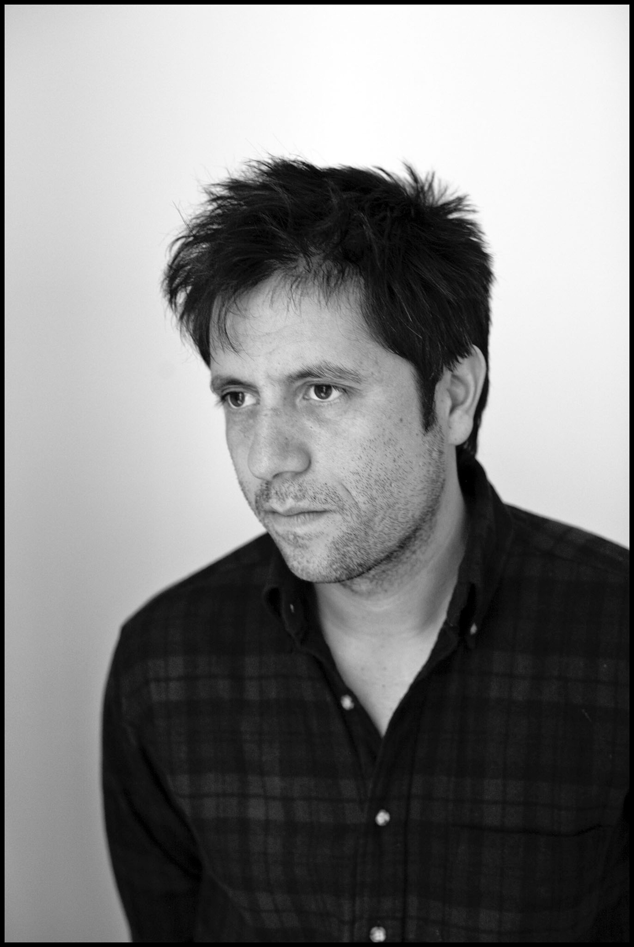 a man in black and white