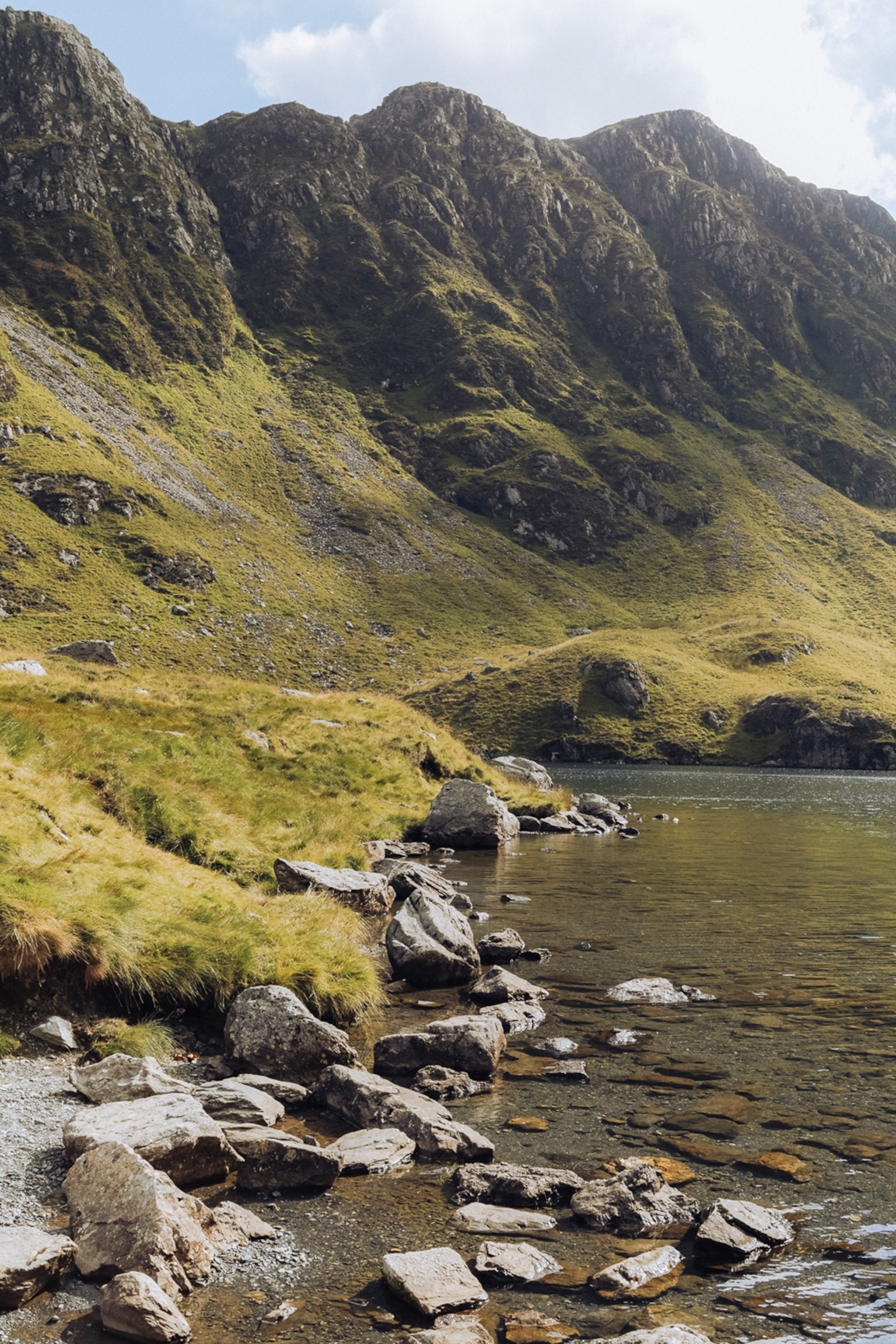 A calm lake in a mountain enclave.