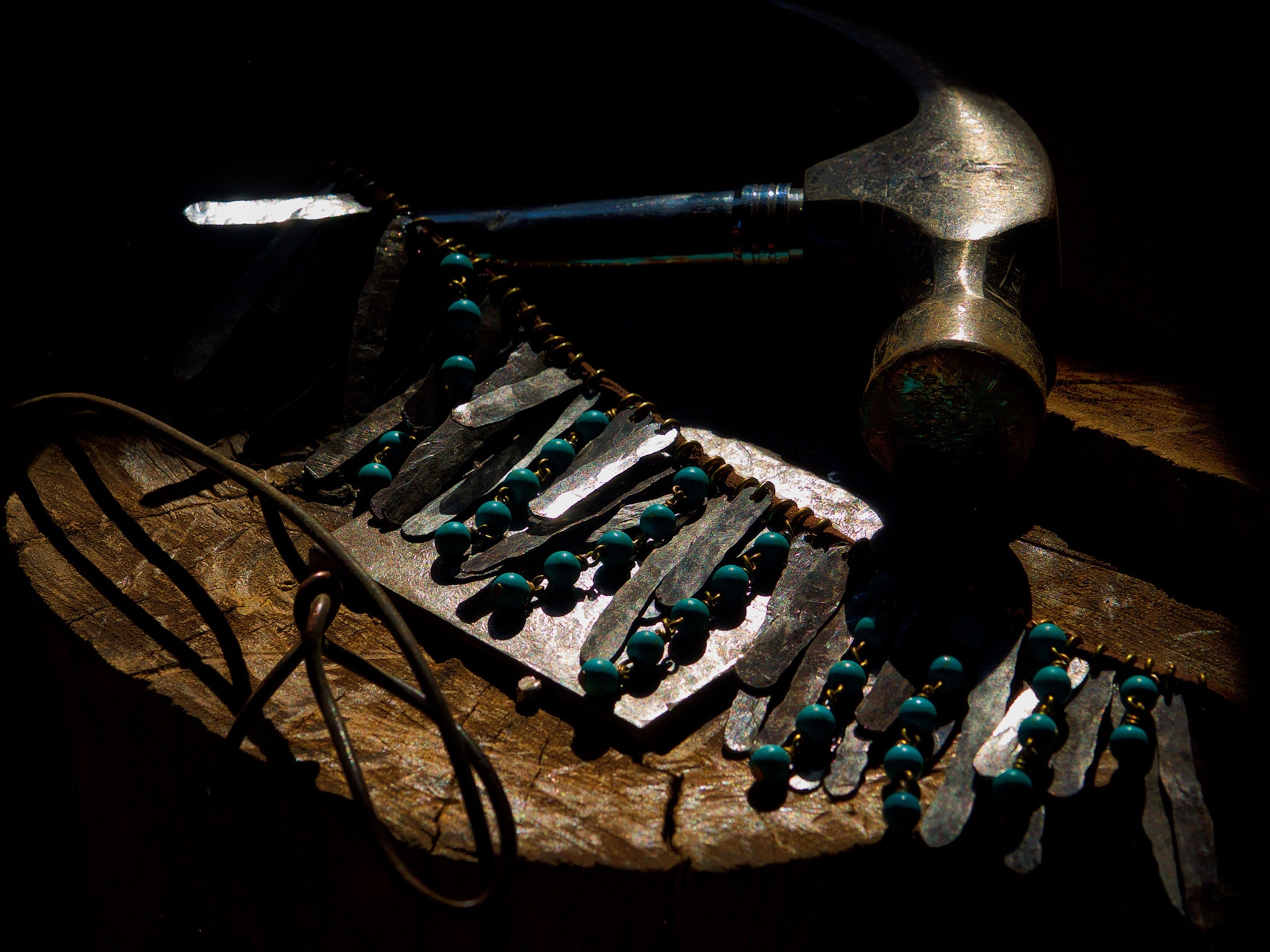 a necklace made with snare wire