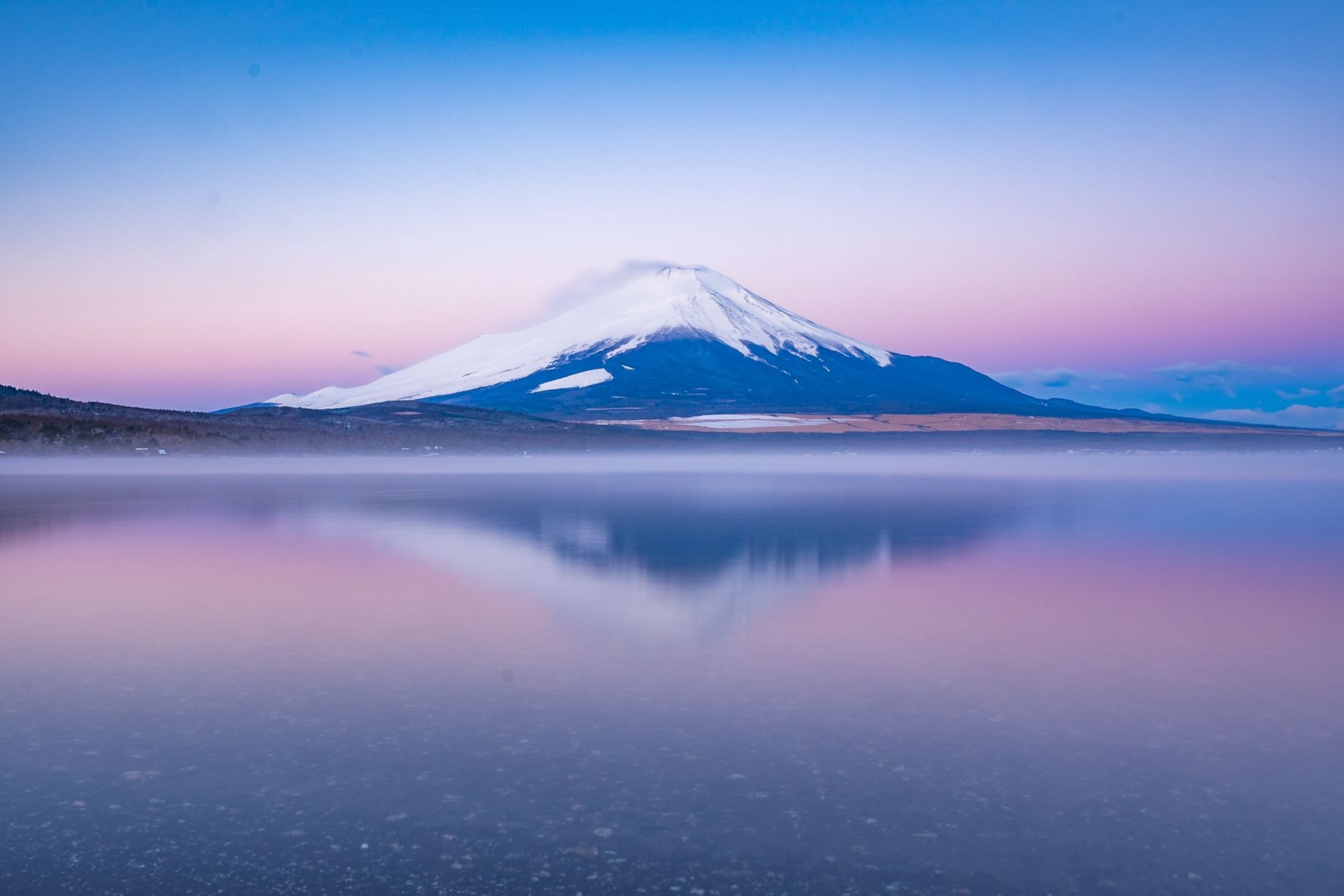 sunrise over Lake Yamanaka near Mt. Fuji, Japan