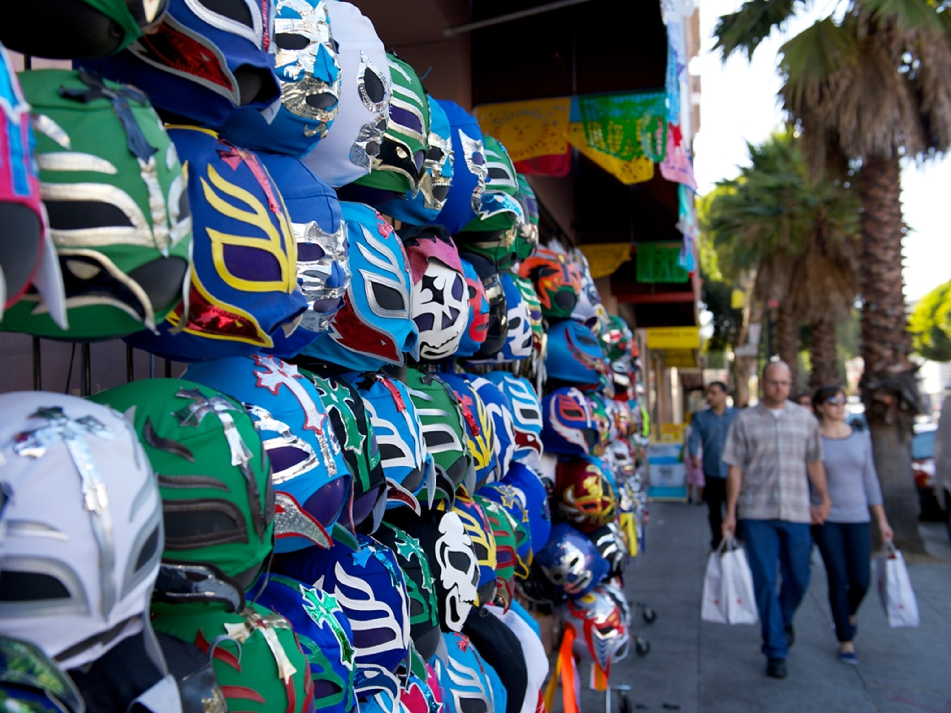Mexican wrestling masks in the Mission