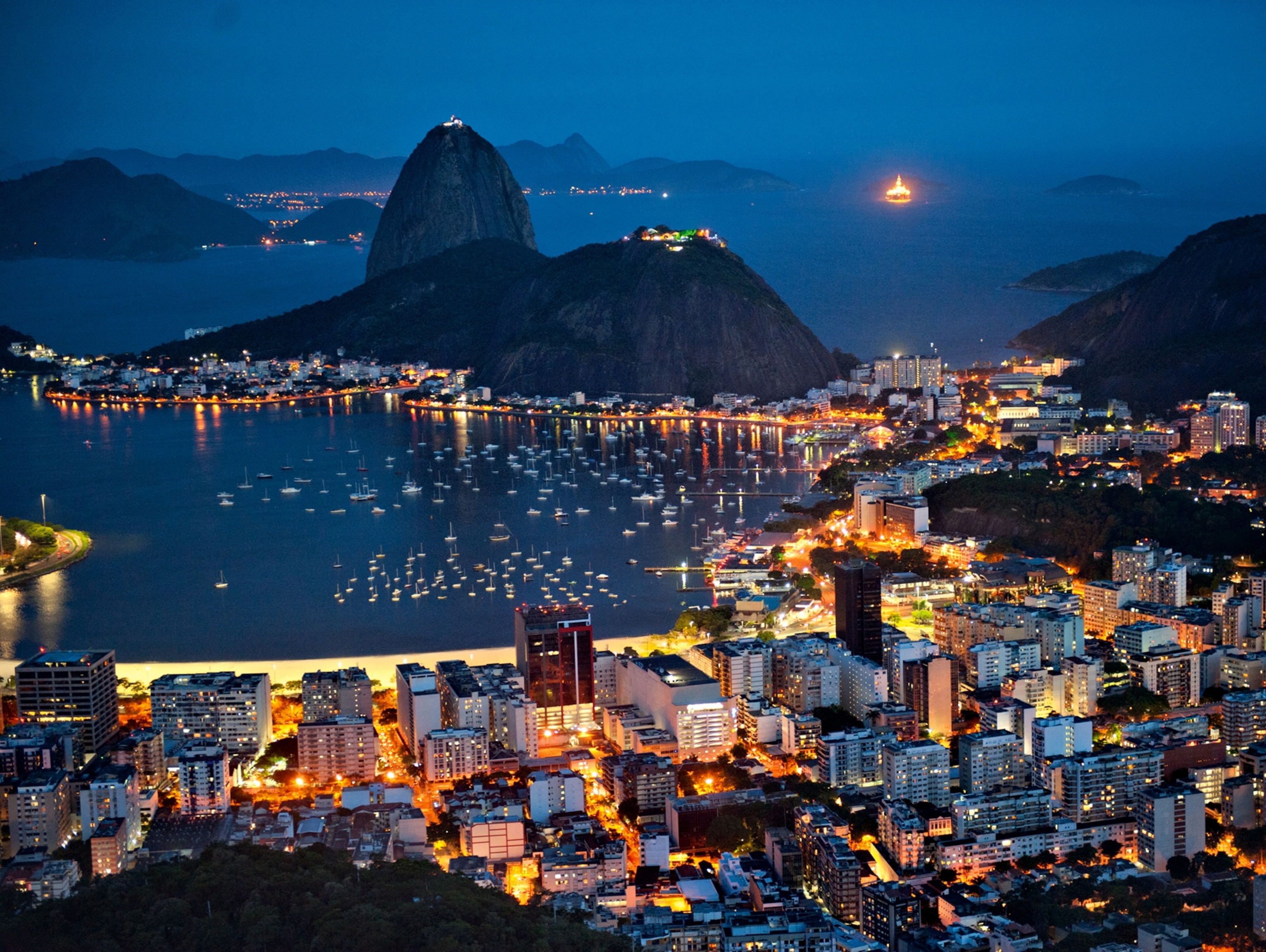 yachts bobbing in Rio's Botafogo Bay