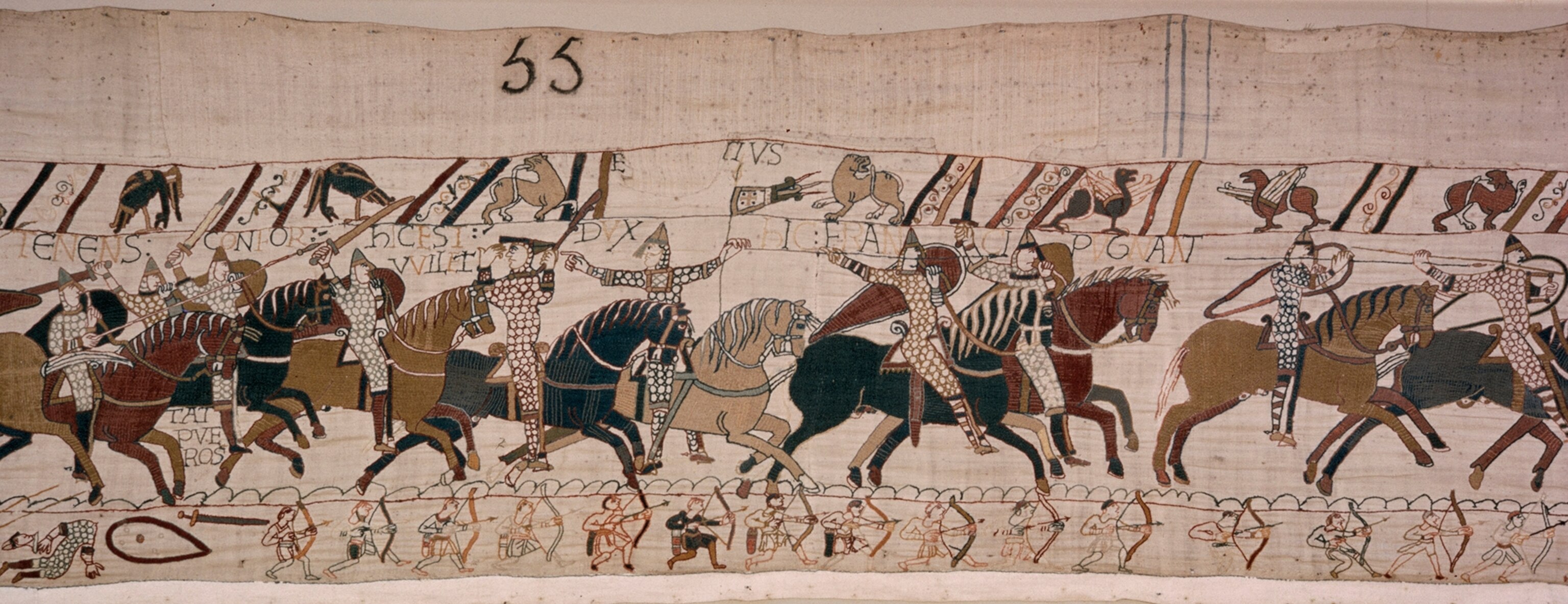 A scene from the tapestry where William declares that he is alive.