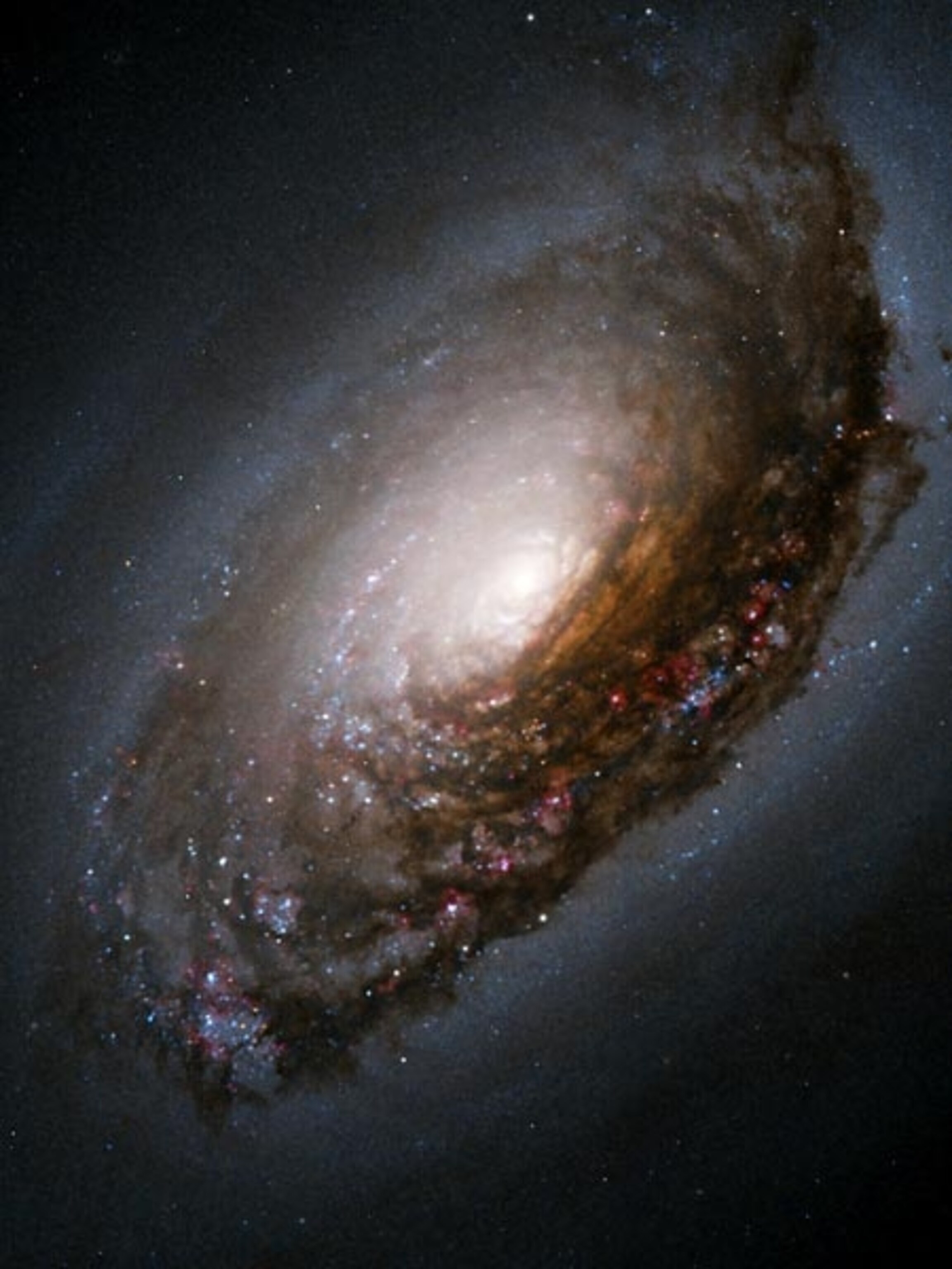 a swirling, partially darkened galaxy