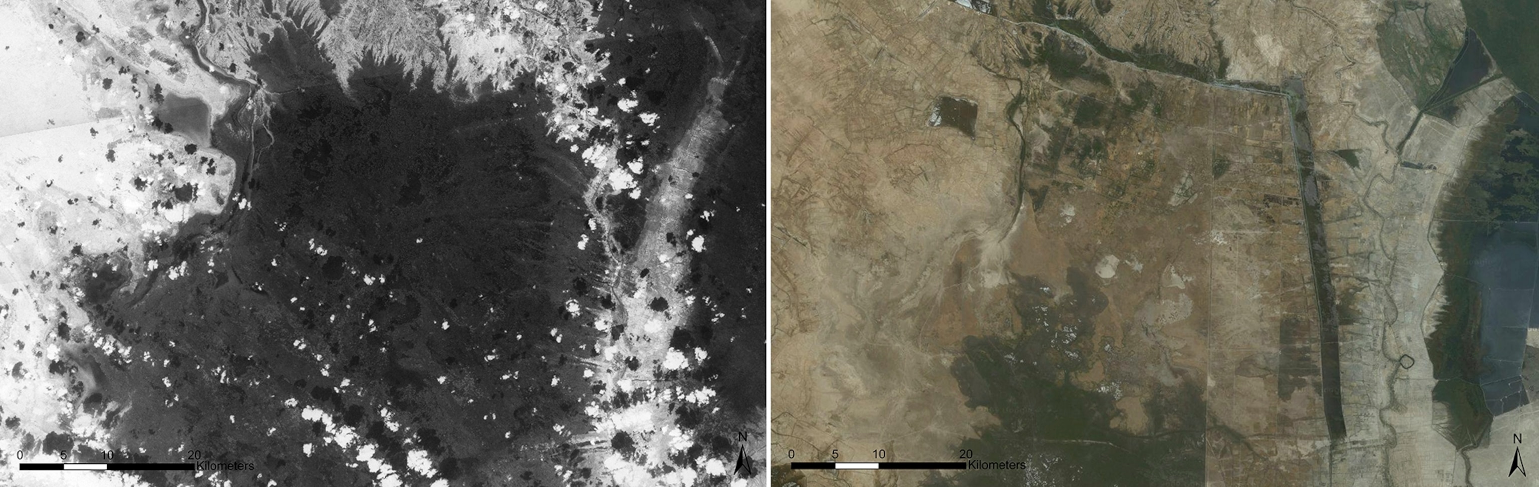 A satellite photo of Tell Rif'at in north west Syria in 1961.