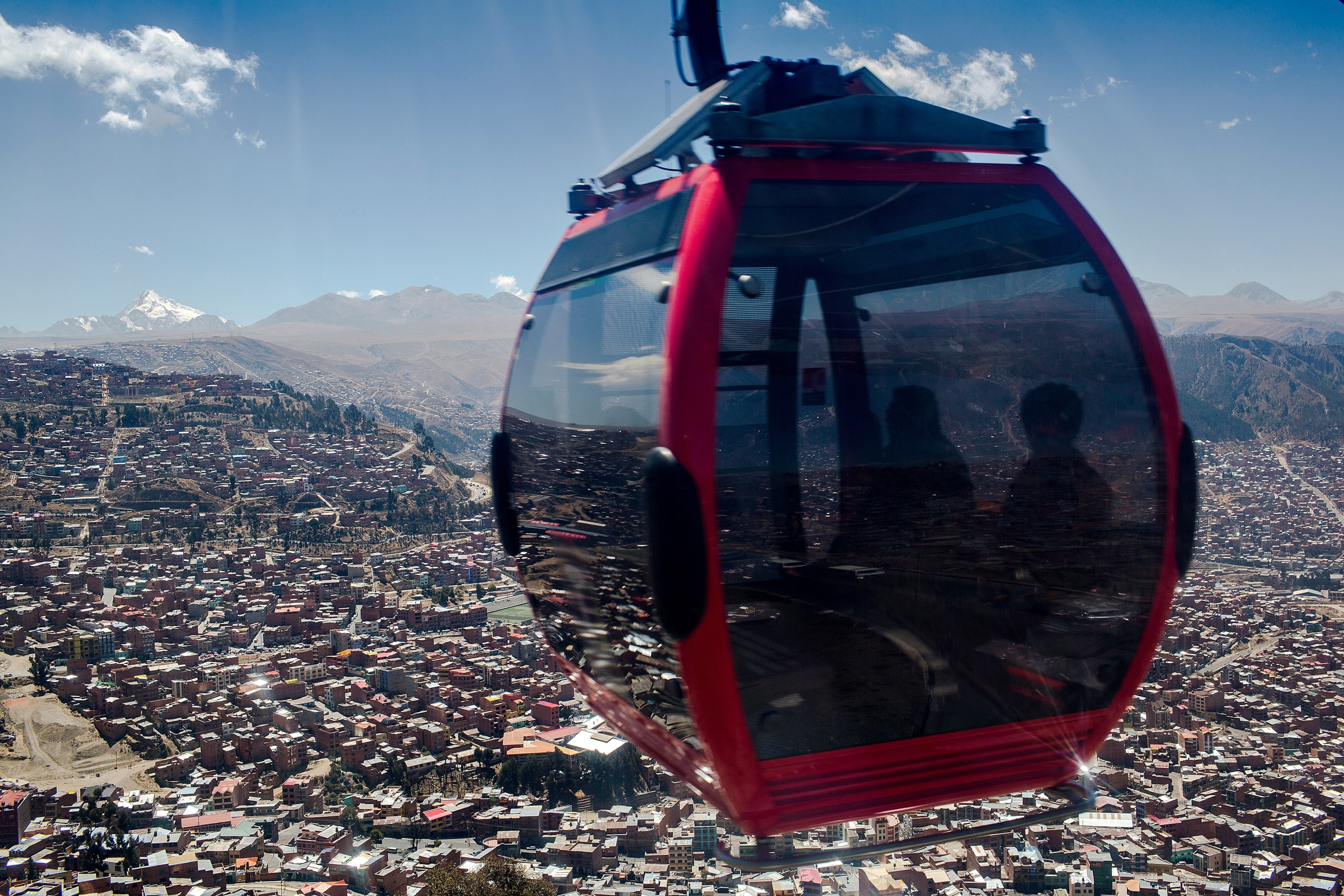 a cable car over La Paz, Bolivia