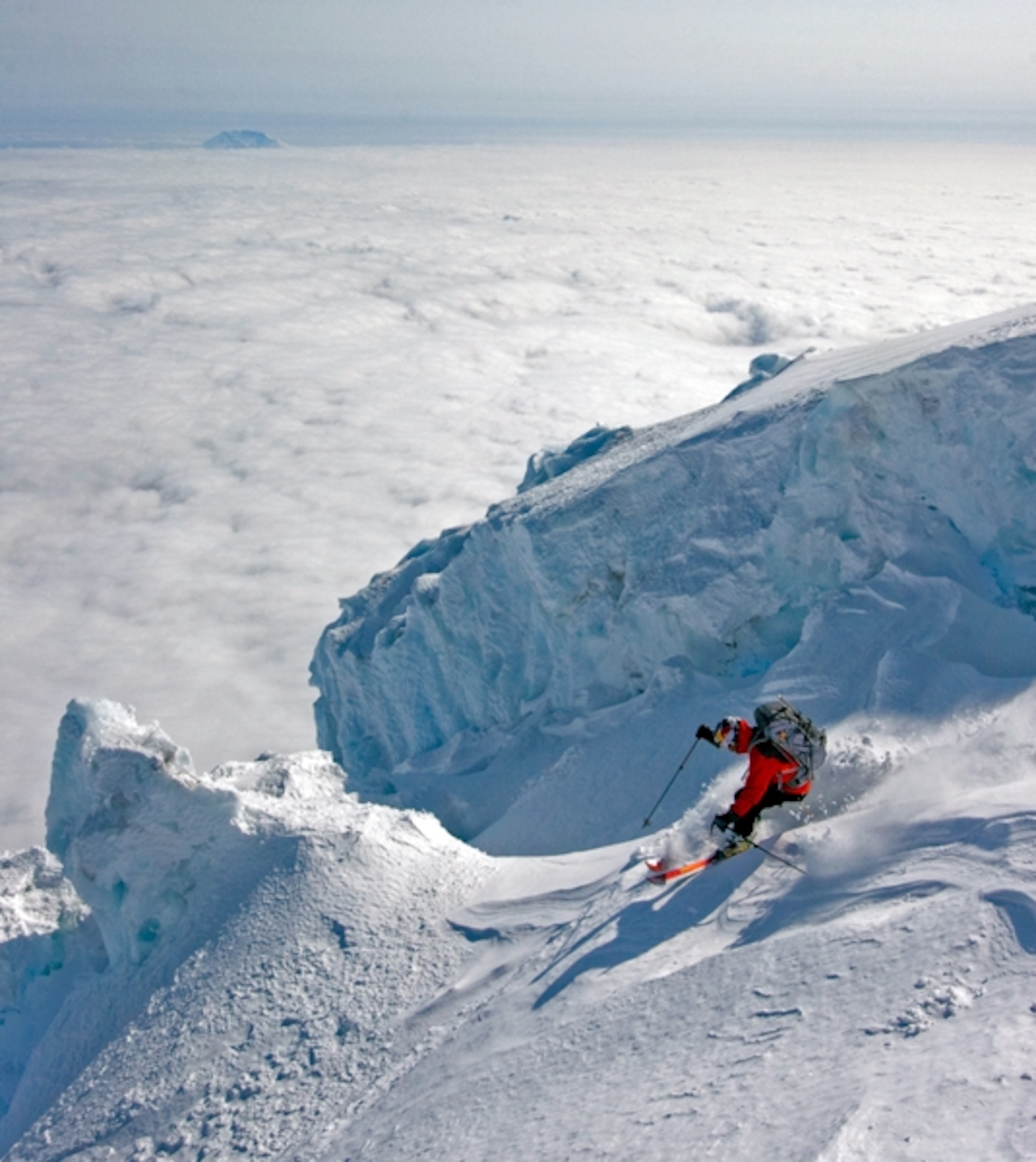 Chris Davenport skiing Mt Rainier