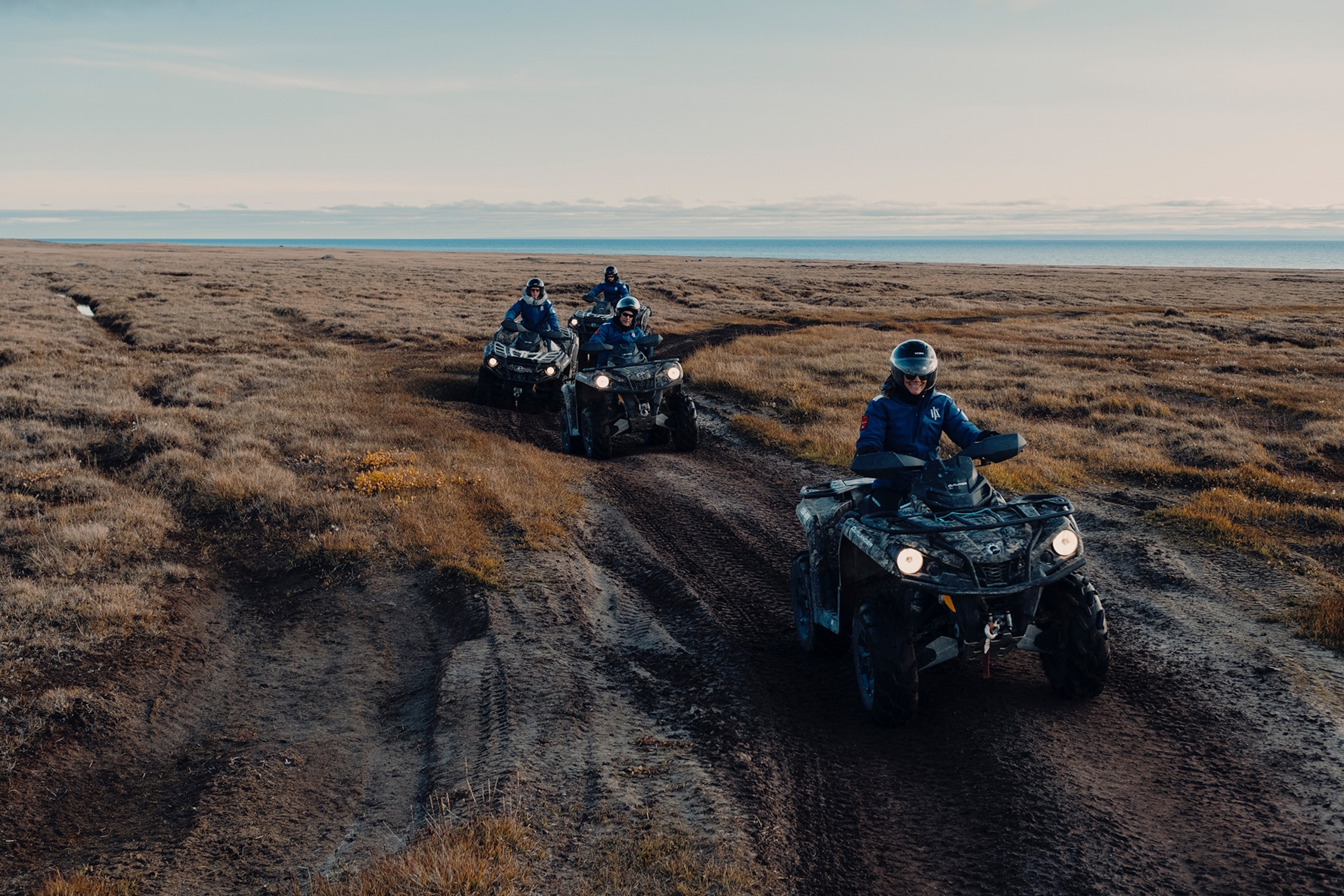 HX guests riding ATVs in Cambridge Bay.