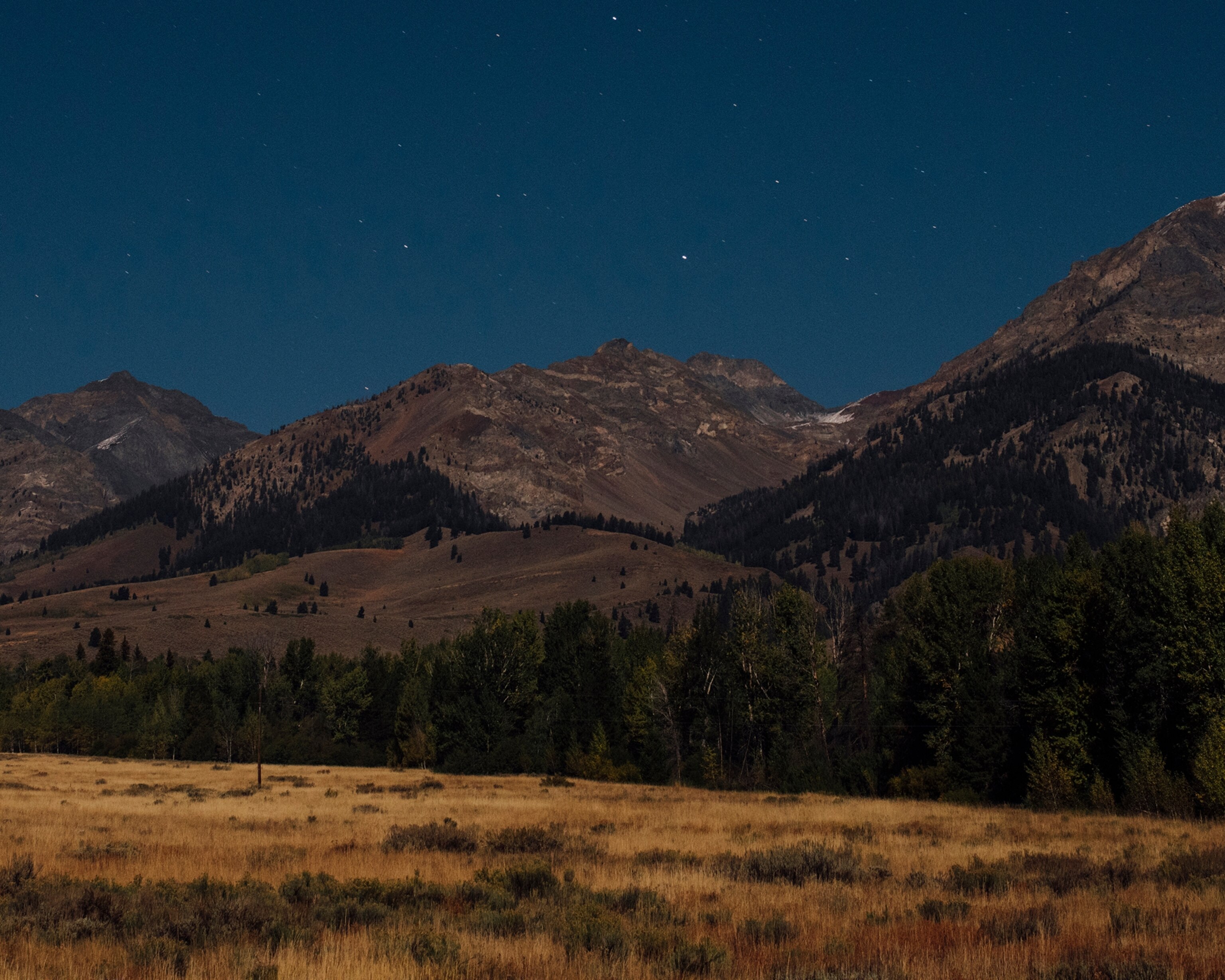 a valley at night in Sun Valley, Idaho