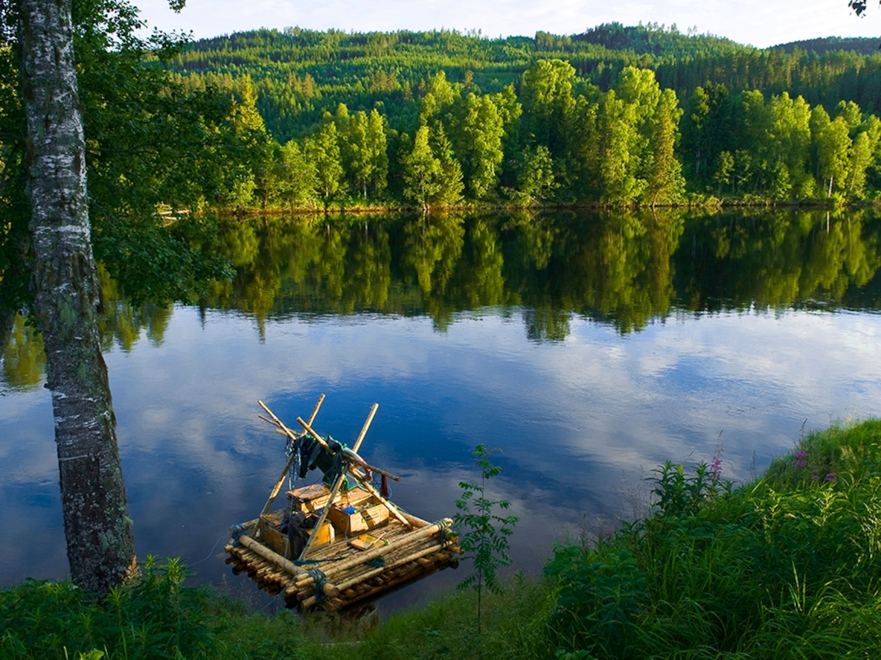 a raft on Klarälven river in Varmland, Sweden