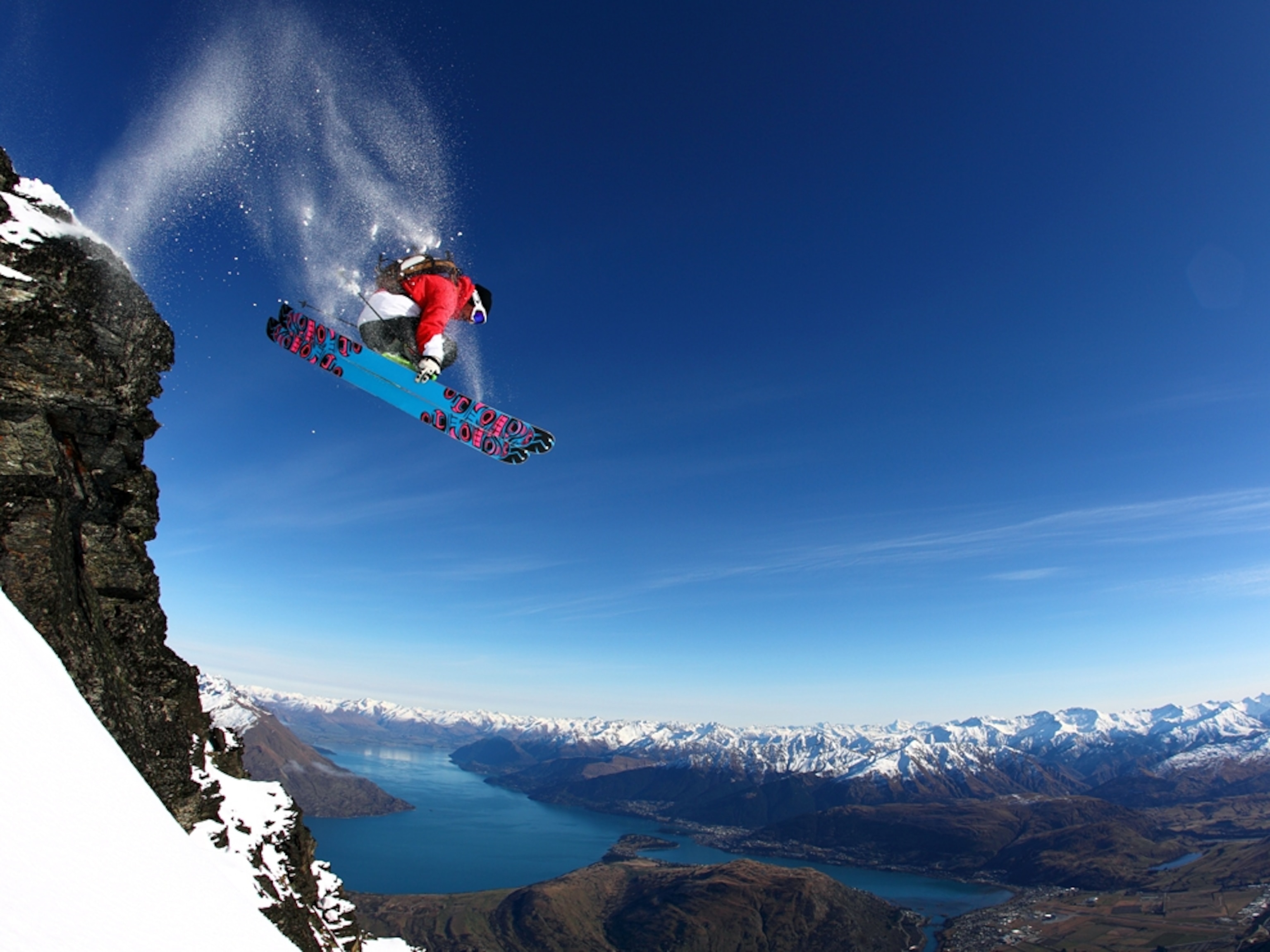 a skier at Lake Wanaka, New Zealand