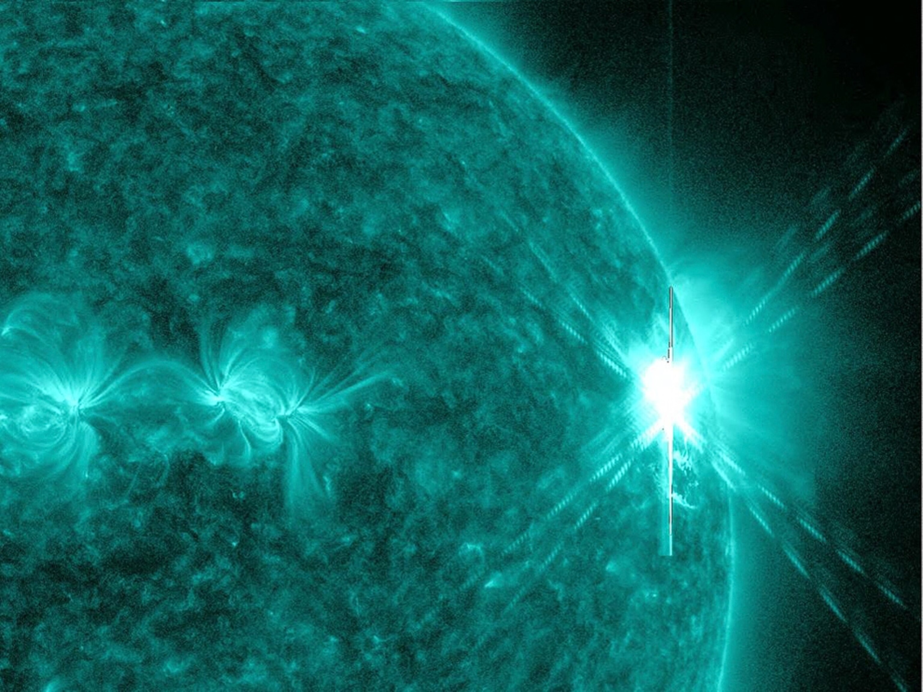 the sun during a massive solar flare