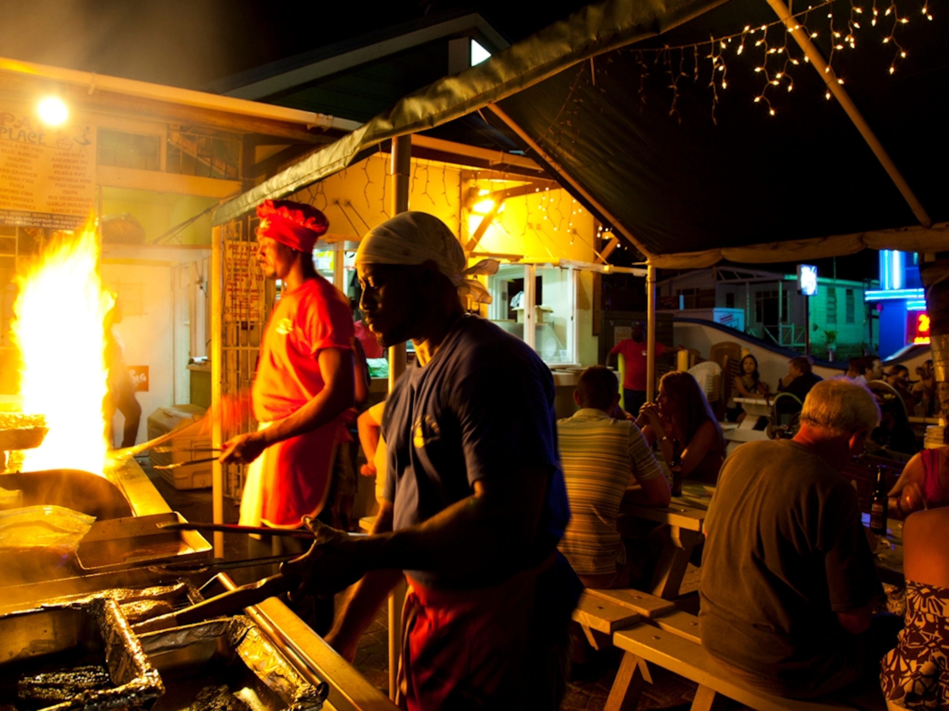 fish fry cooking Barbados