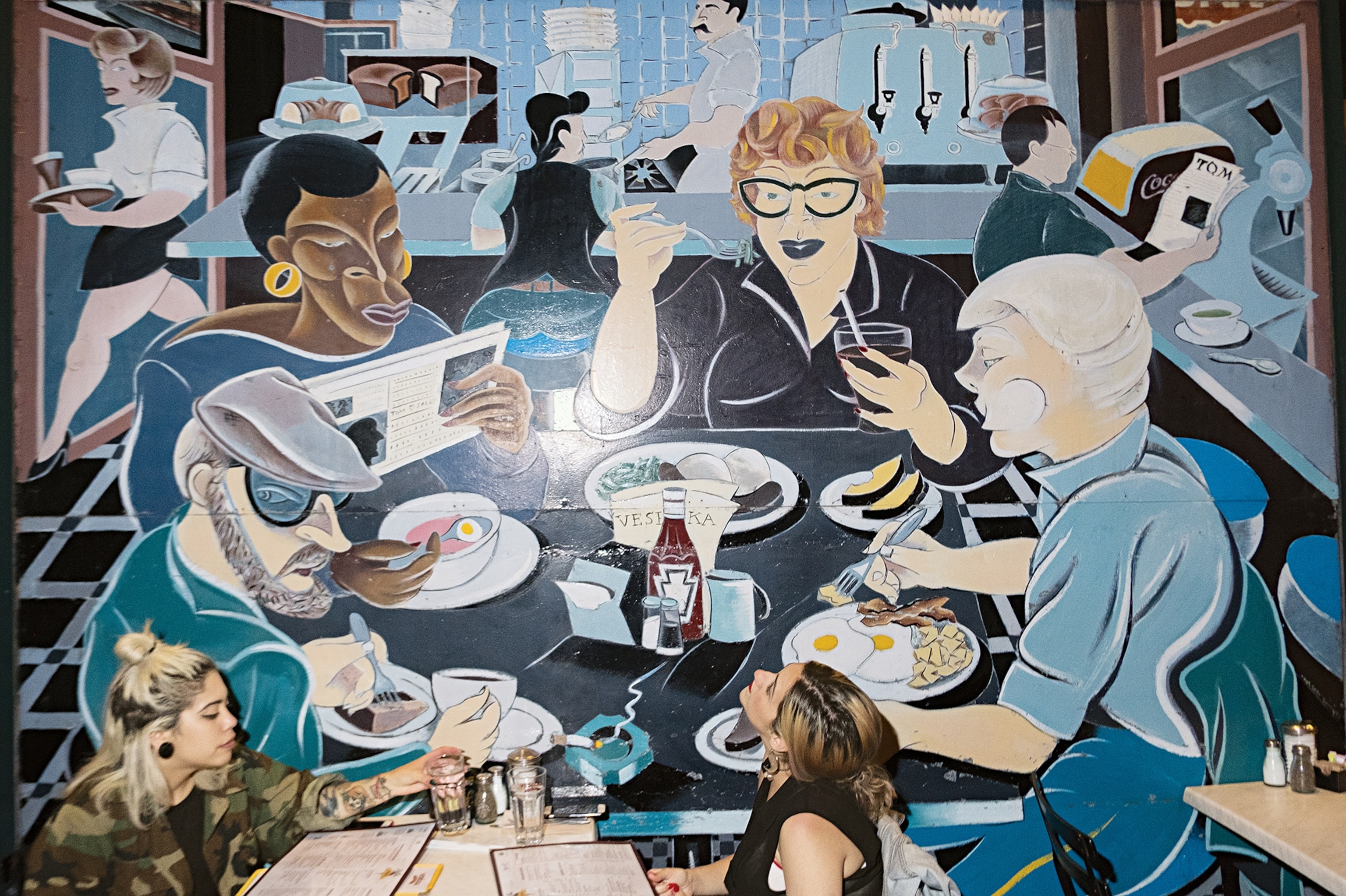 a mural at Veselka, a Ukrainian restaurant at 2nd Avenue and 9th Street in New York