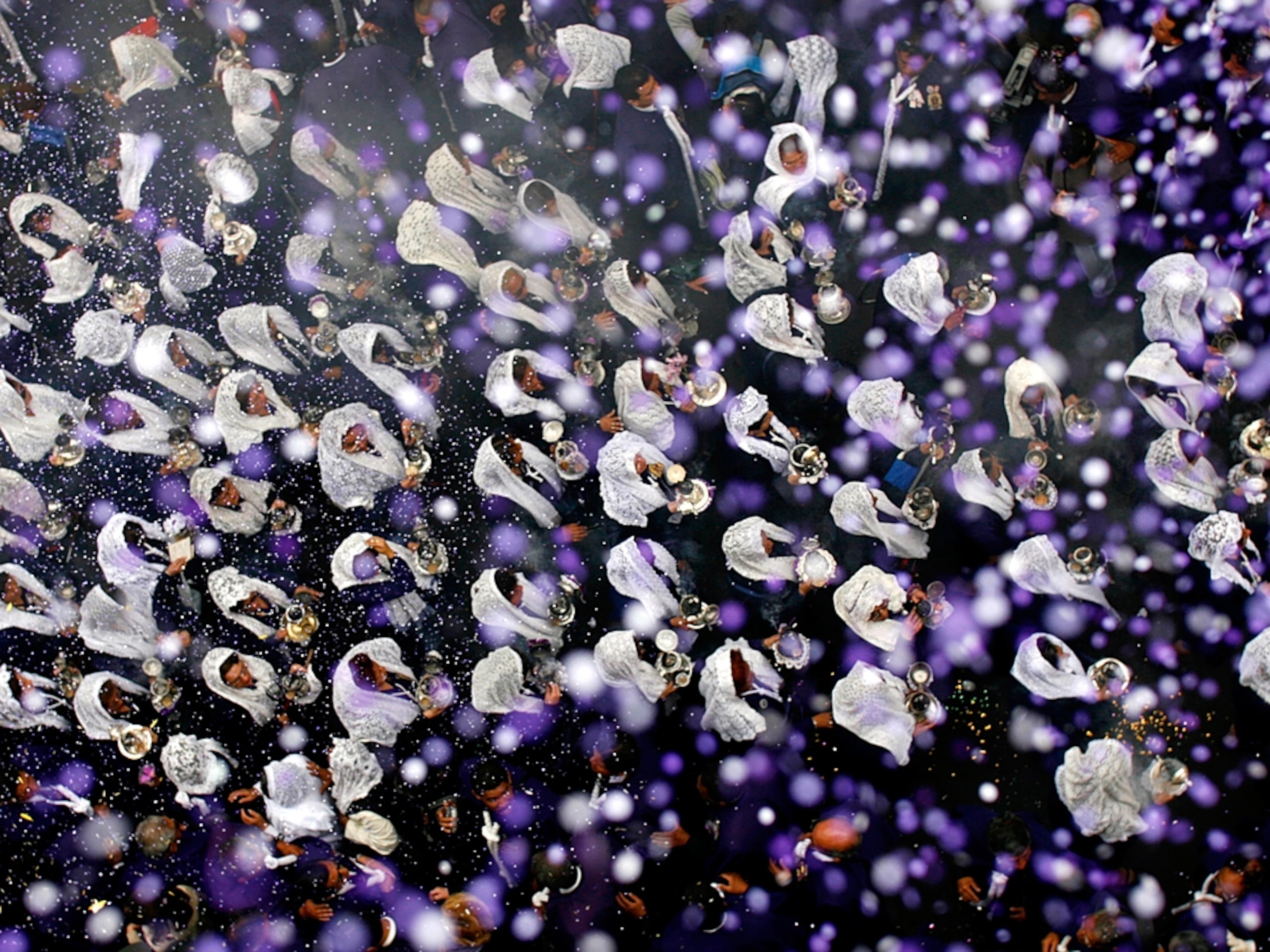a procession during the Lord of Miracles Festival, Lima, Peru