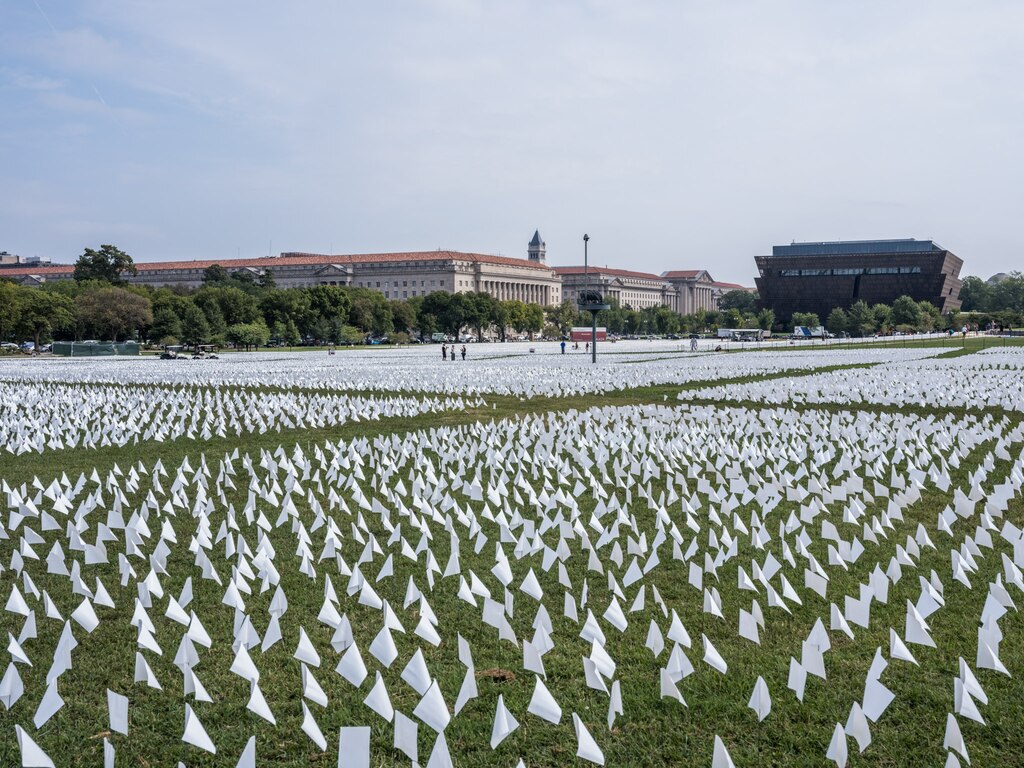 670,000 flags on the National Mall pay tribute to America's devastating  COVID-19 losses