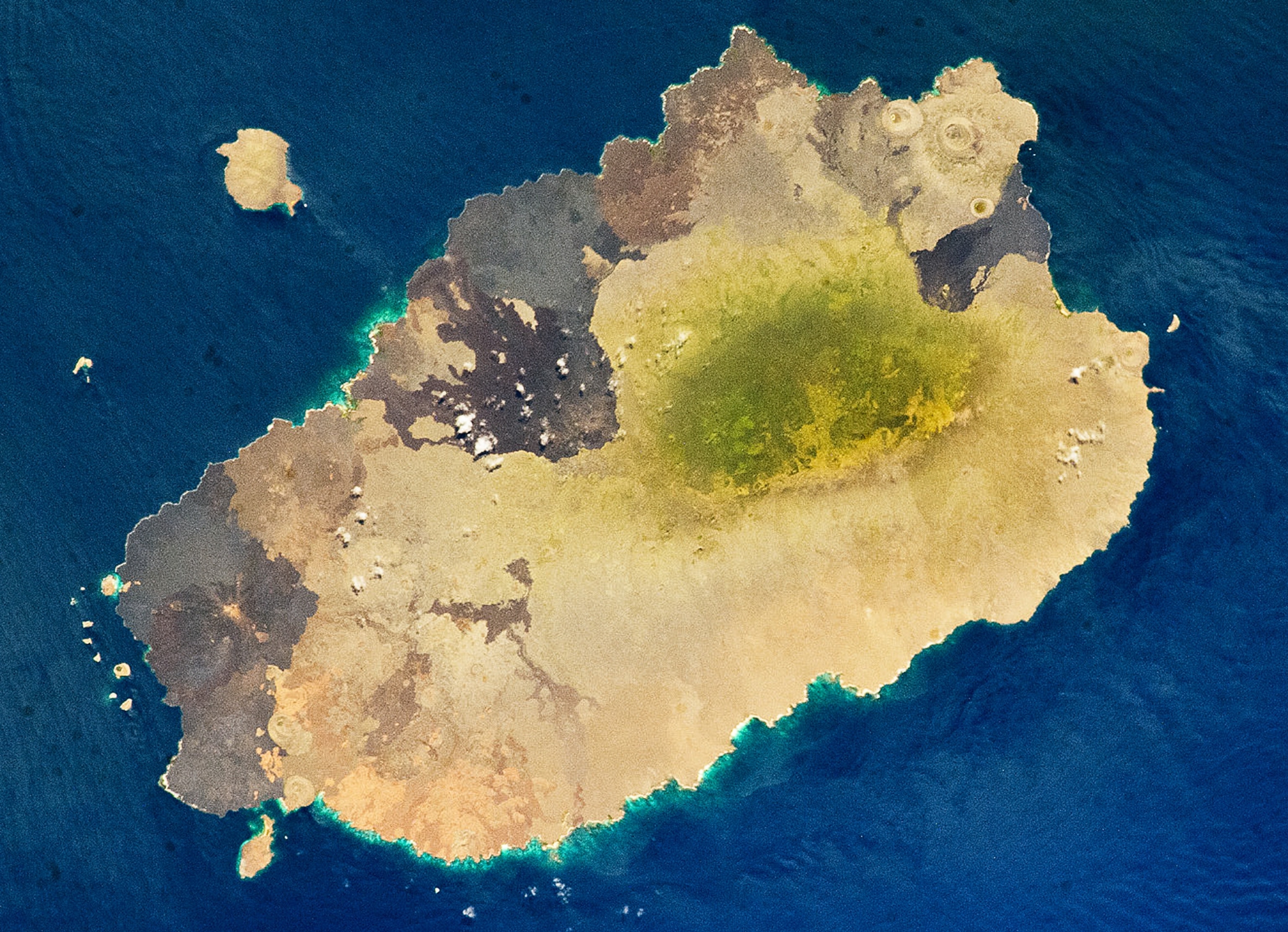 a volcano from above