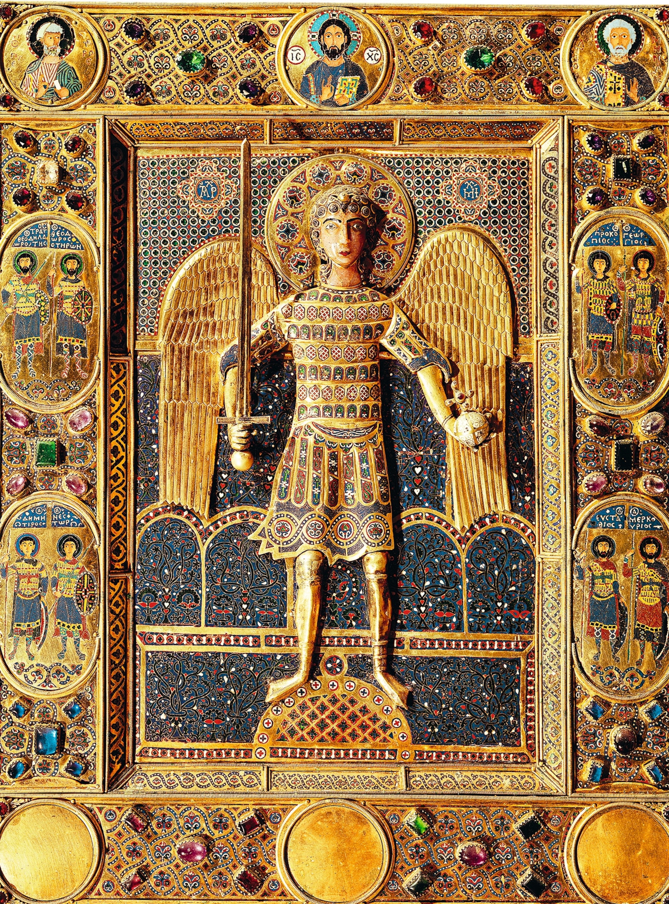 St. Michael the Archangel stands in front of paradise.