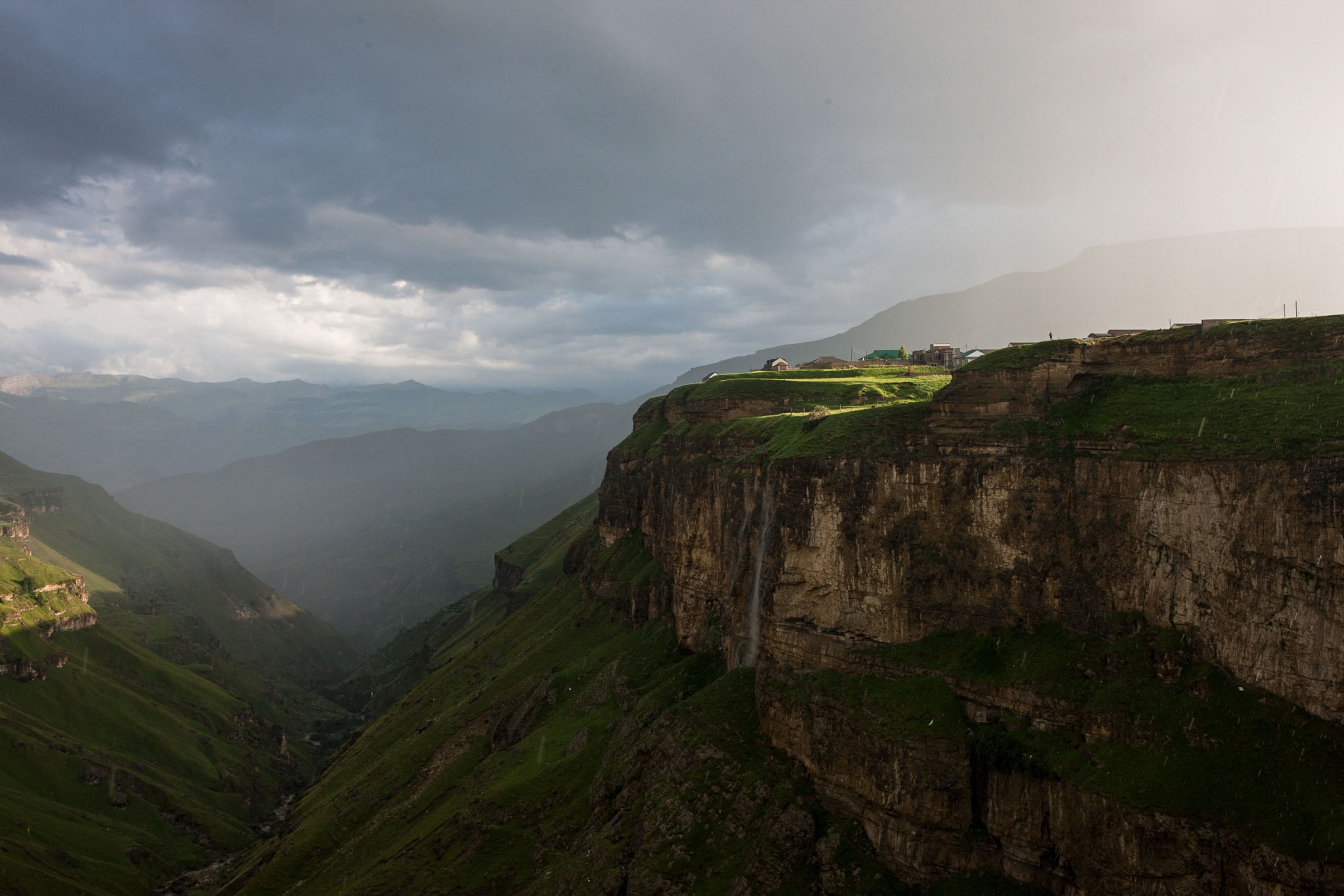people tightrope walking in Dagestan, Russia