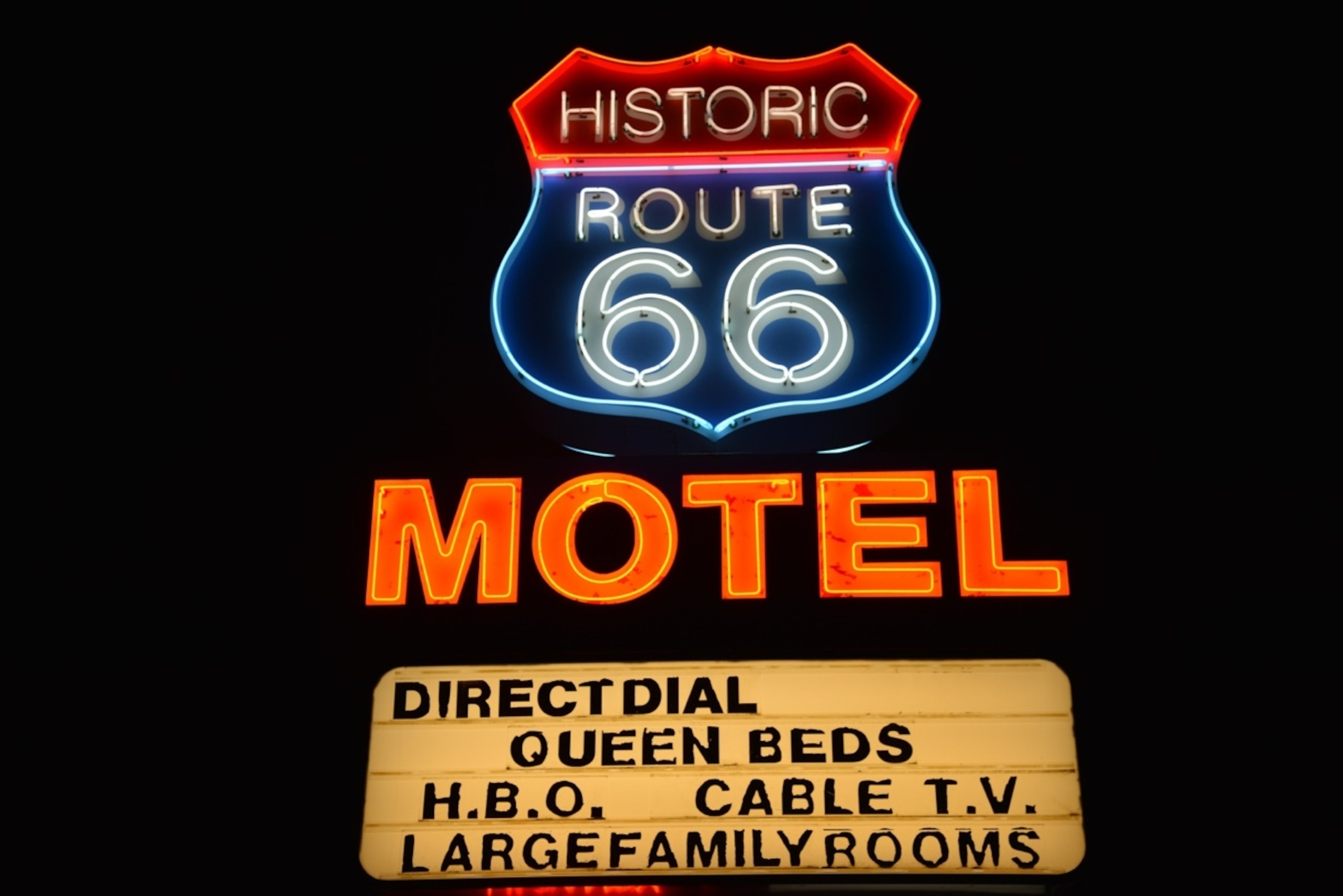 Historic motels line Route 66 in Seligman, Arizona. (Photo by Andrew Evans, National Geographic Travel)