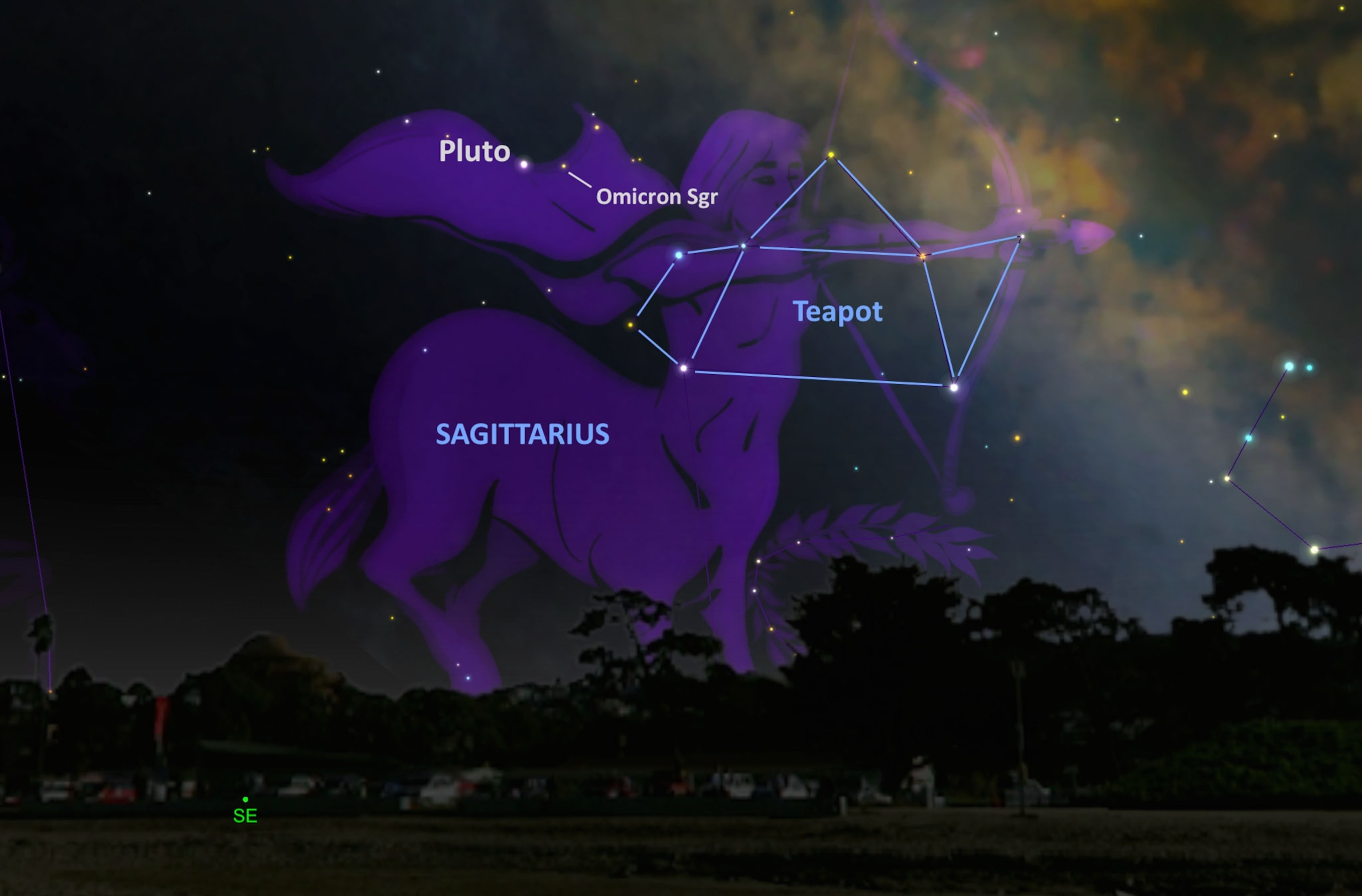 Pluto in the constellation Sagittarius