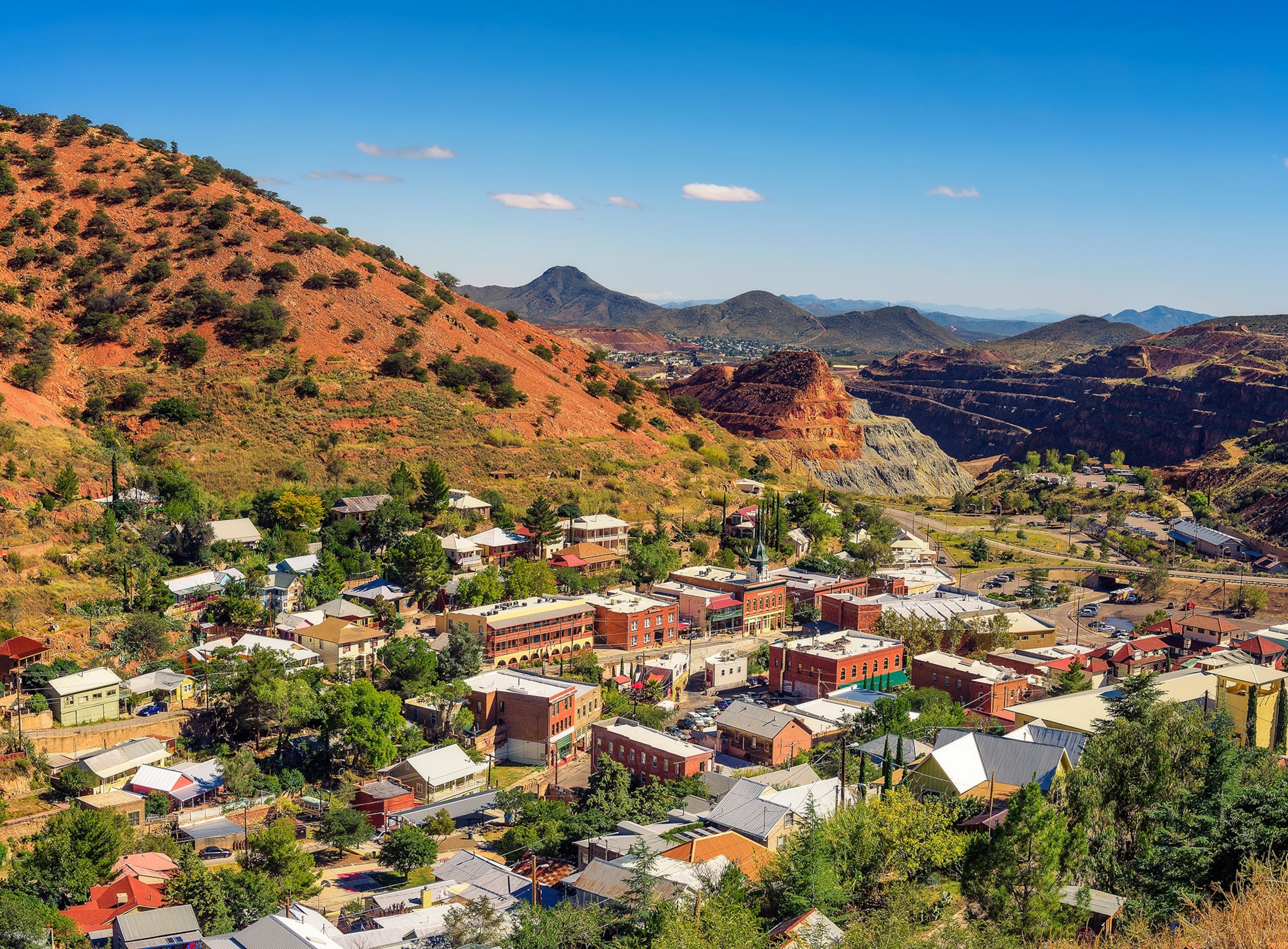 Aerial of small southwestern town