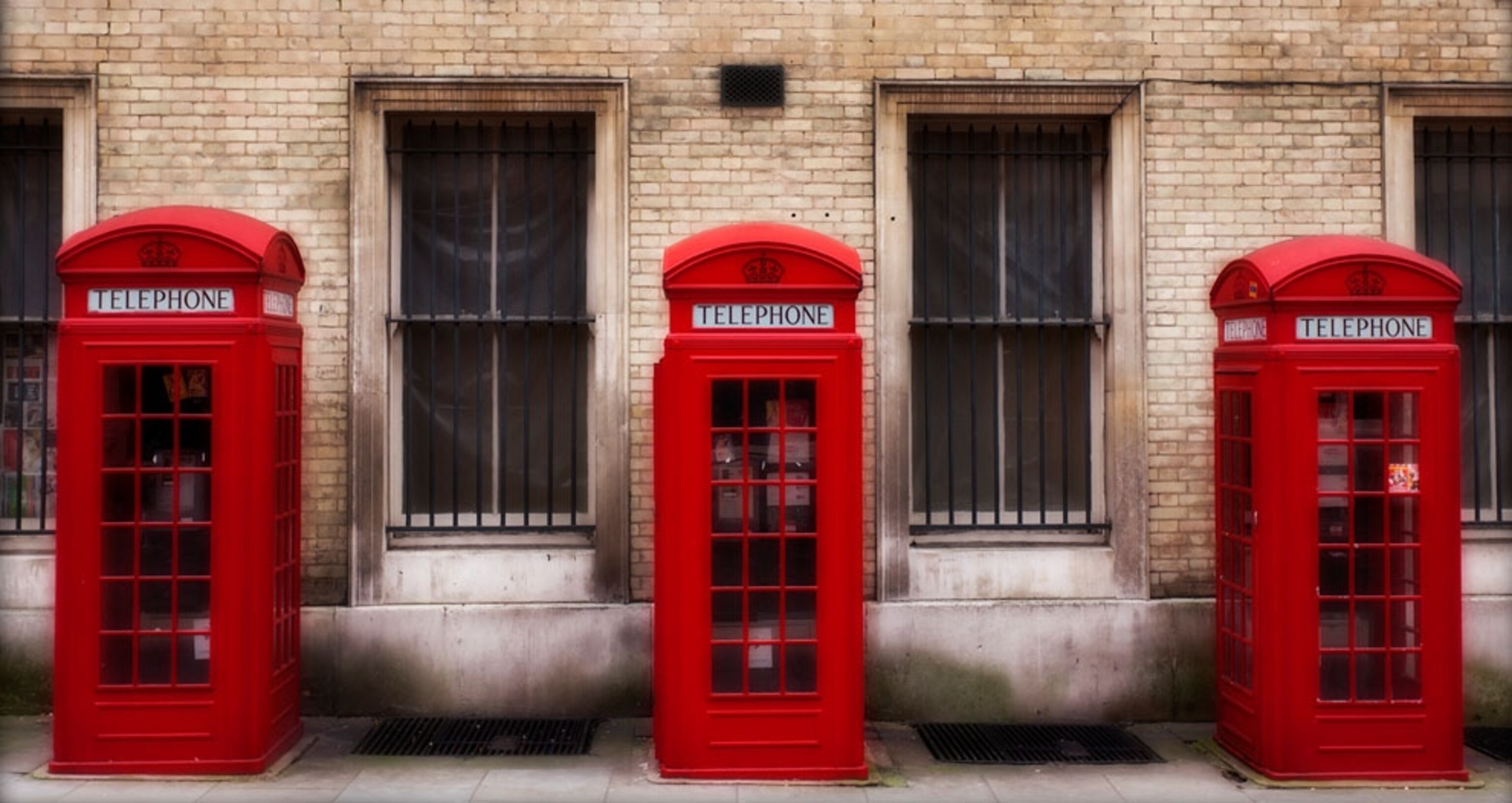Phone booths in London England