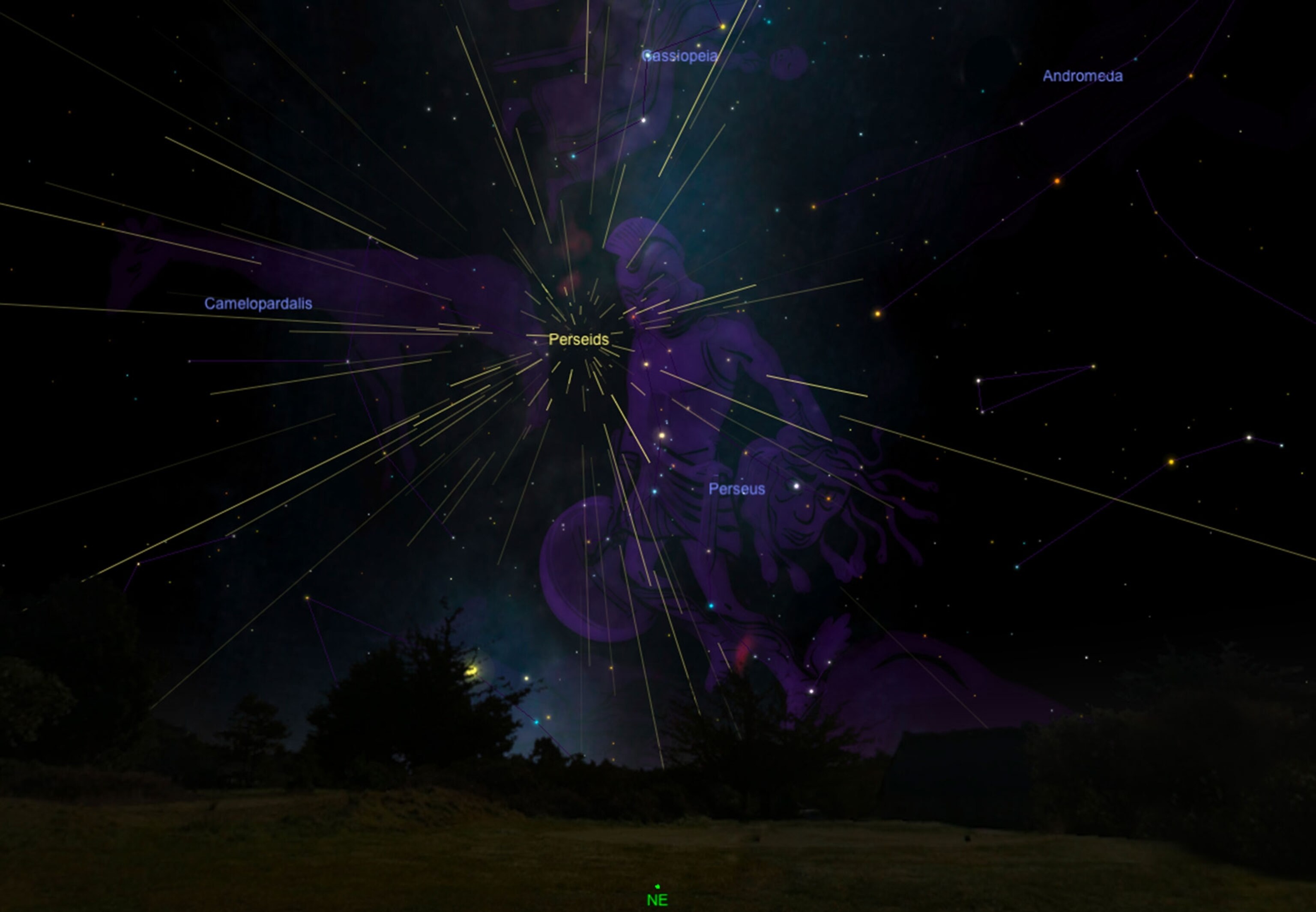 a chart illustrating the Perseid meteor shower