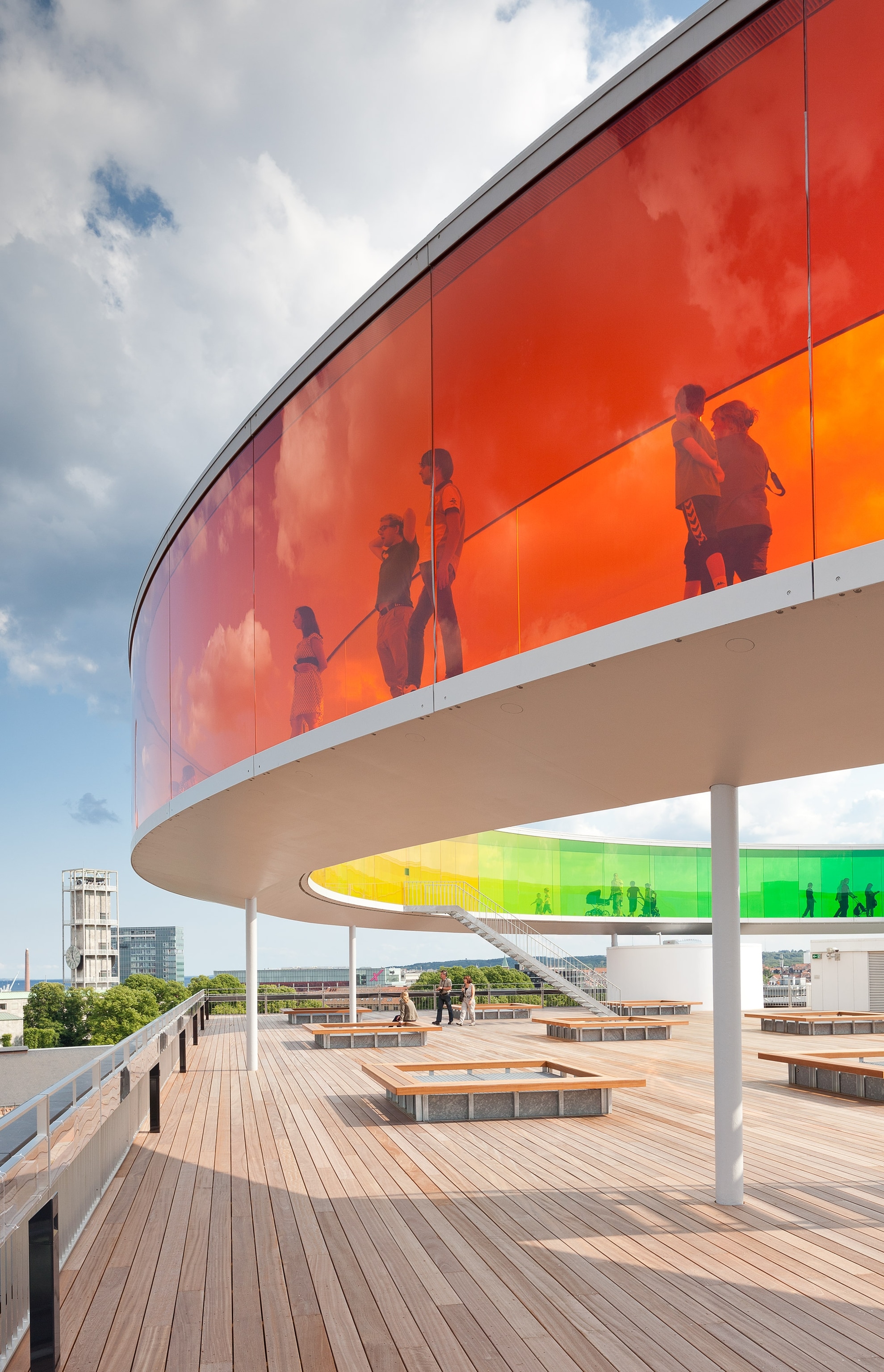 a walkway at the art museum ARoS Aarhus Kuntsmuseum in Aarhus, Denmark