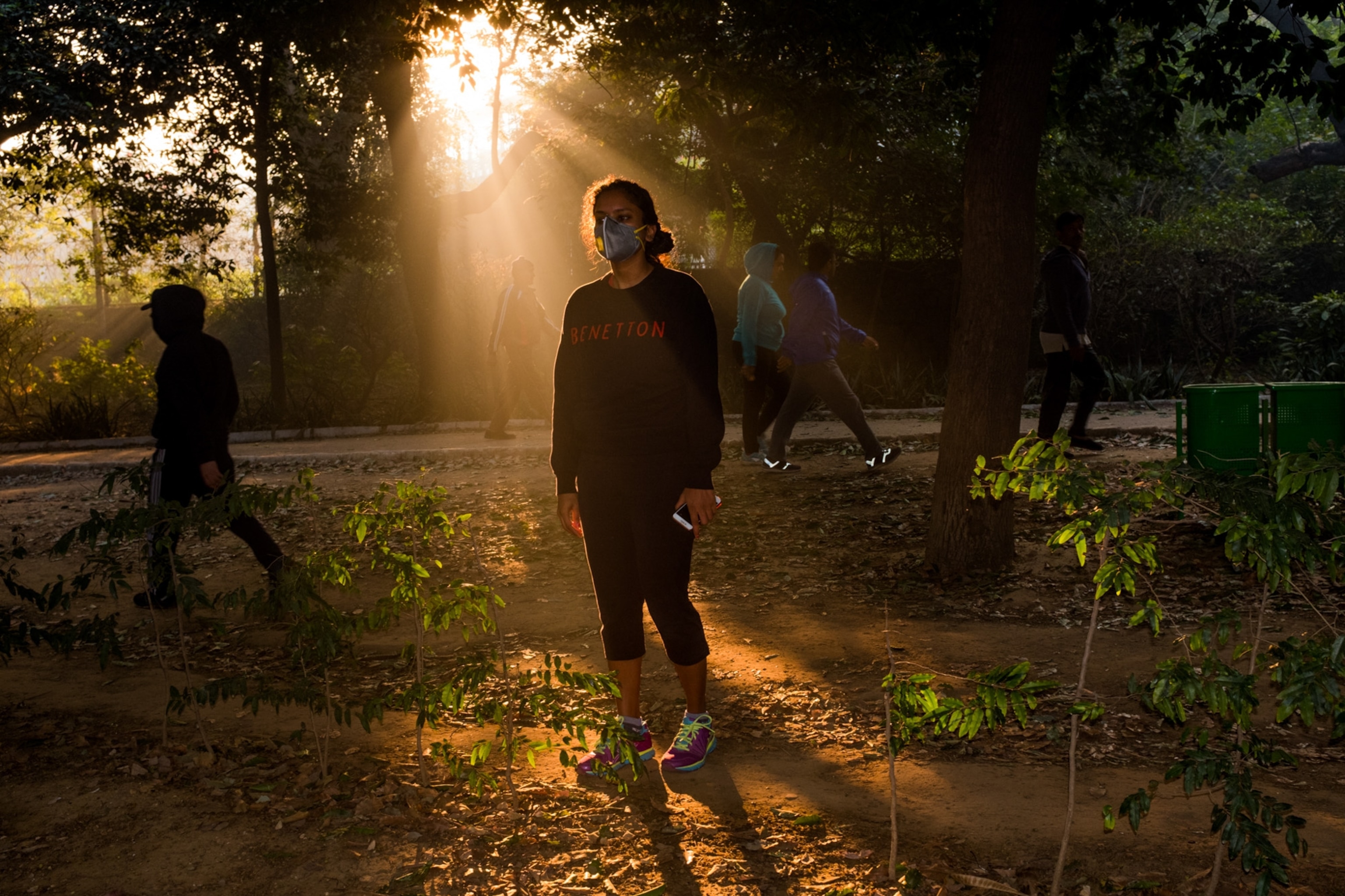 young morning walker in the Lodi Gardens.