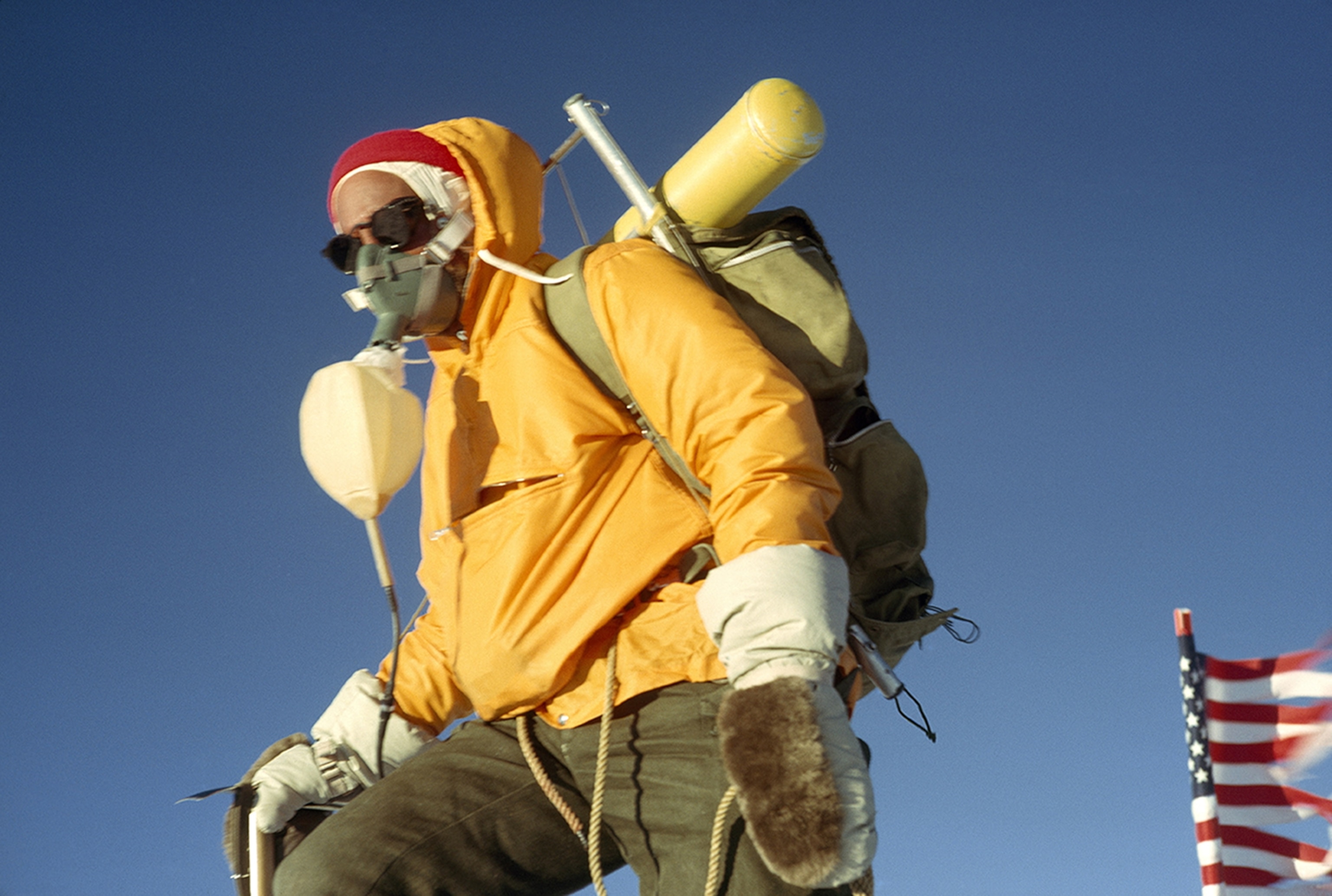 Holbein reaches the summit by the West Ridge route. He and Unsoeld are the first men in history to do so.