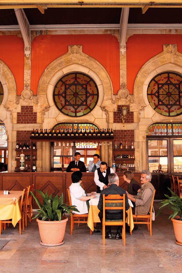 Sirkeci Station, shown here in a present-day photograph, was completed in 1890 in Constantinople (now Istanbul, Turkey). It was the final stop on the Orient Express.