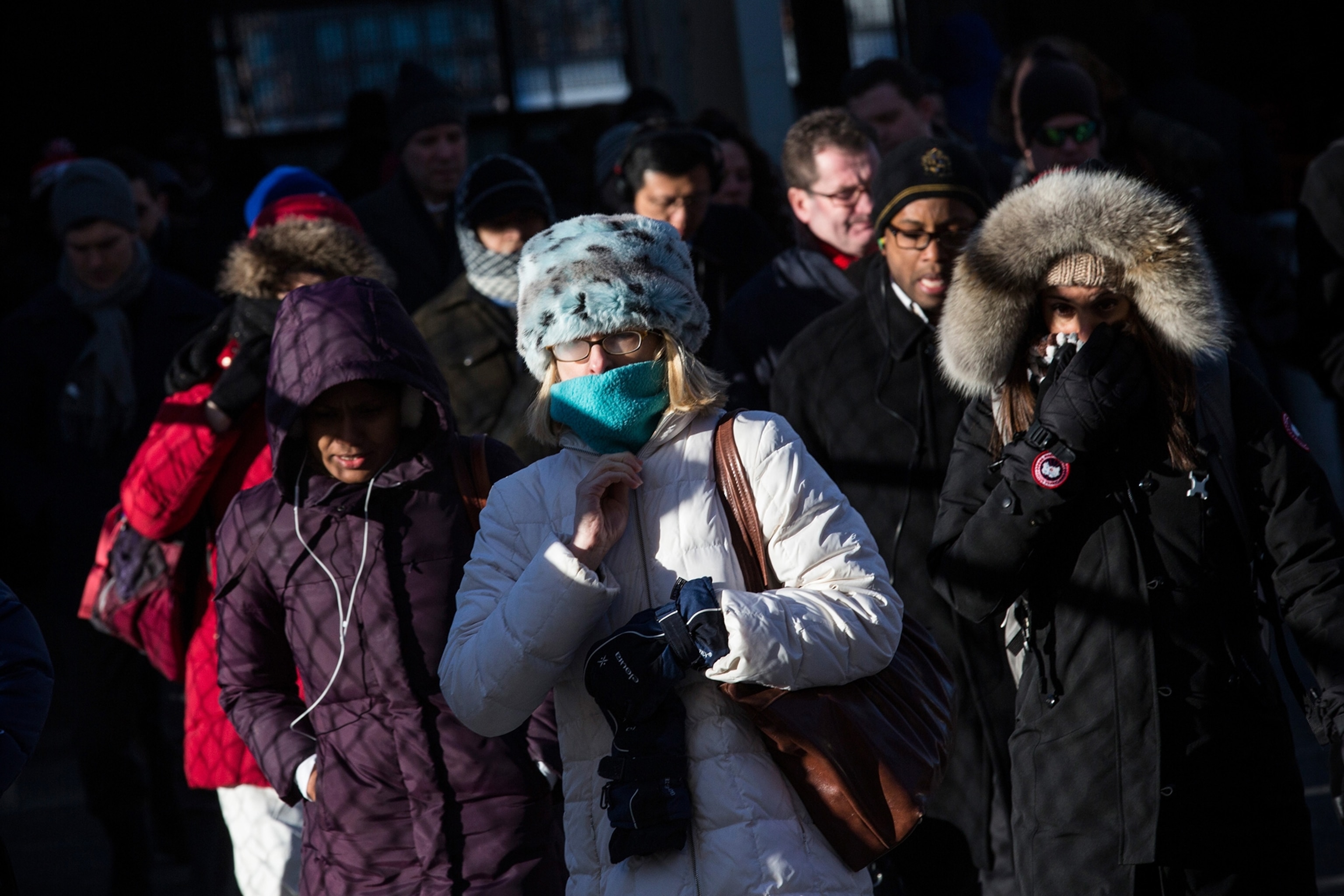 people wearing heavy winter outerwear in New York City.