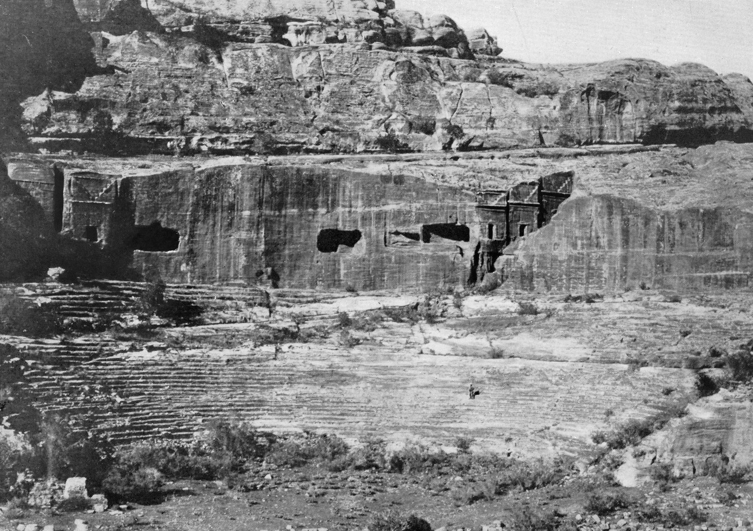 The sandstone rock-hewn ancient theater at Petra.