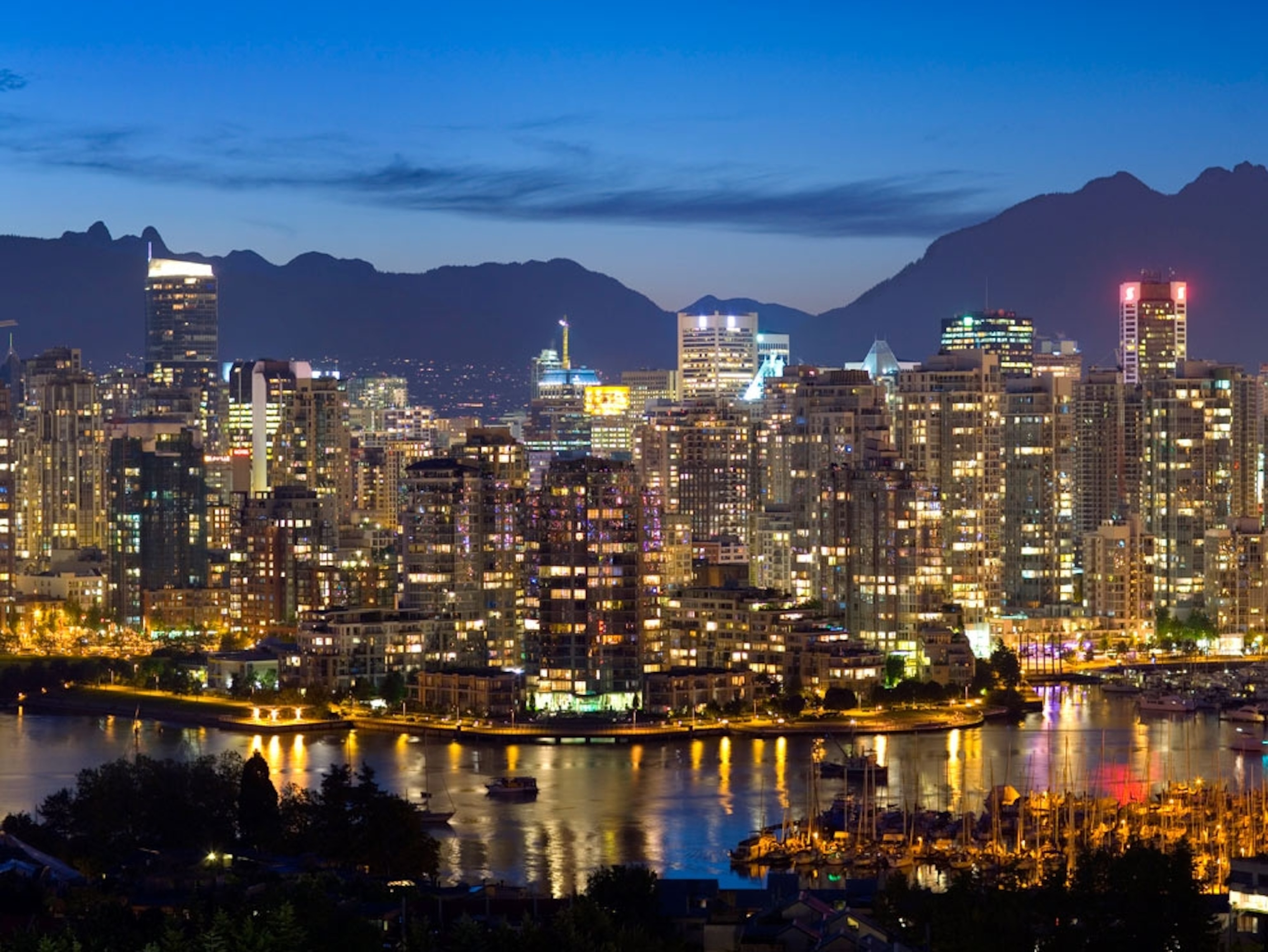Vancouver skyline at dusk