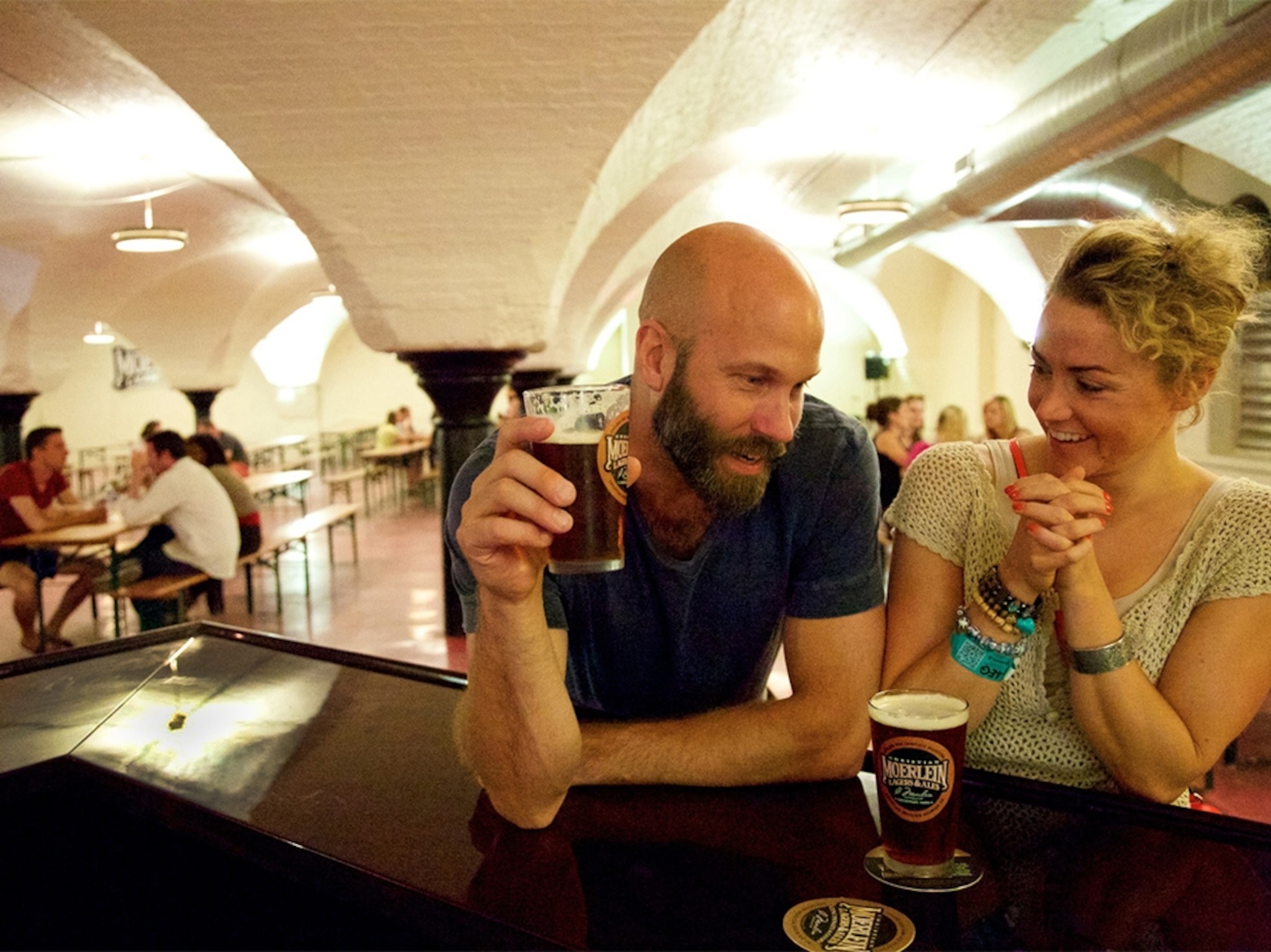a couple drinking at a brewery in Cincinnati, Ohio