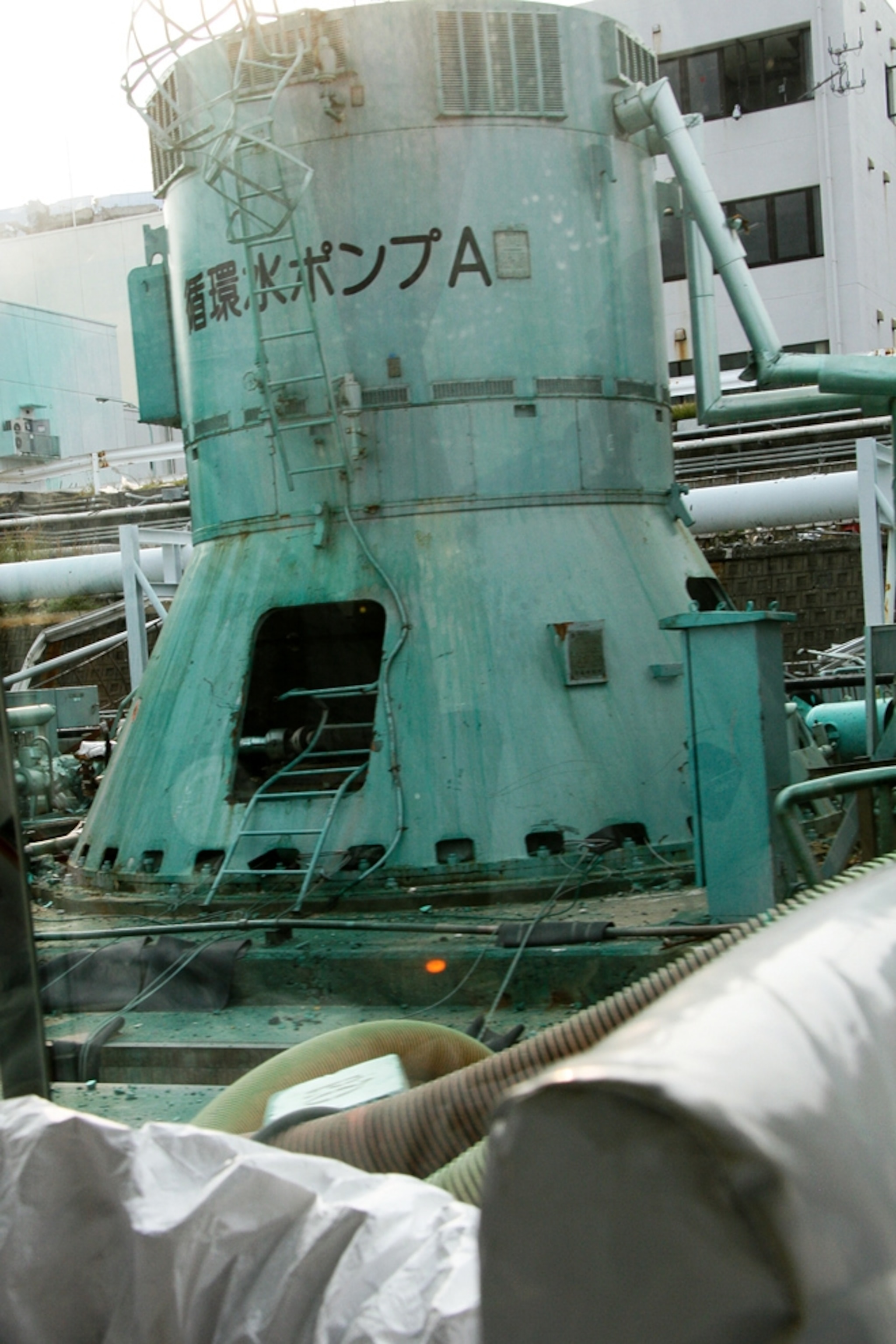 A damaged seawater pump at Fukushima Daiichi
