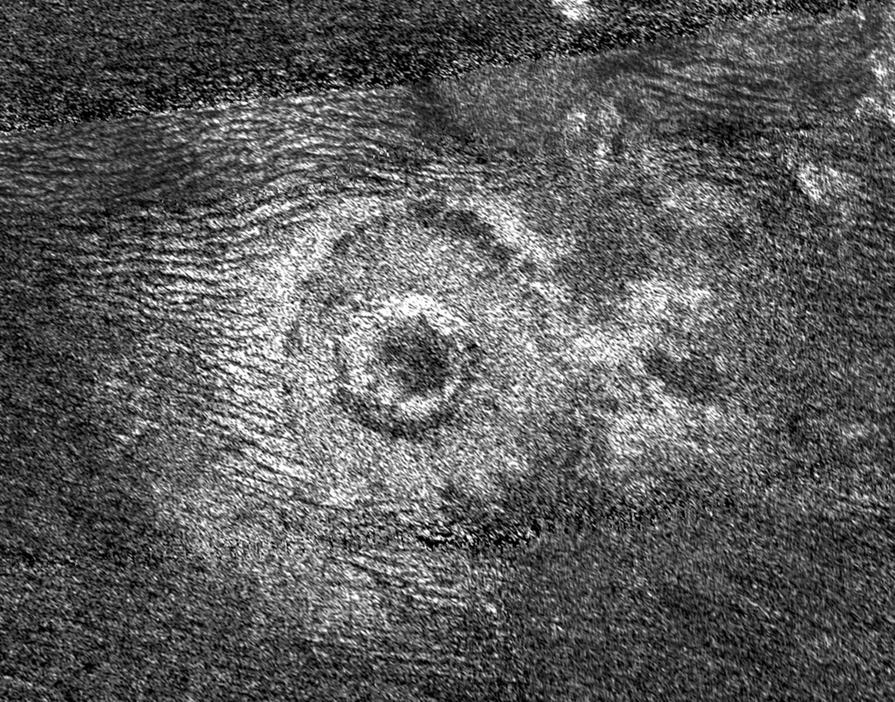 Radar picture of an impact crater on Saturn's moon Titan
